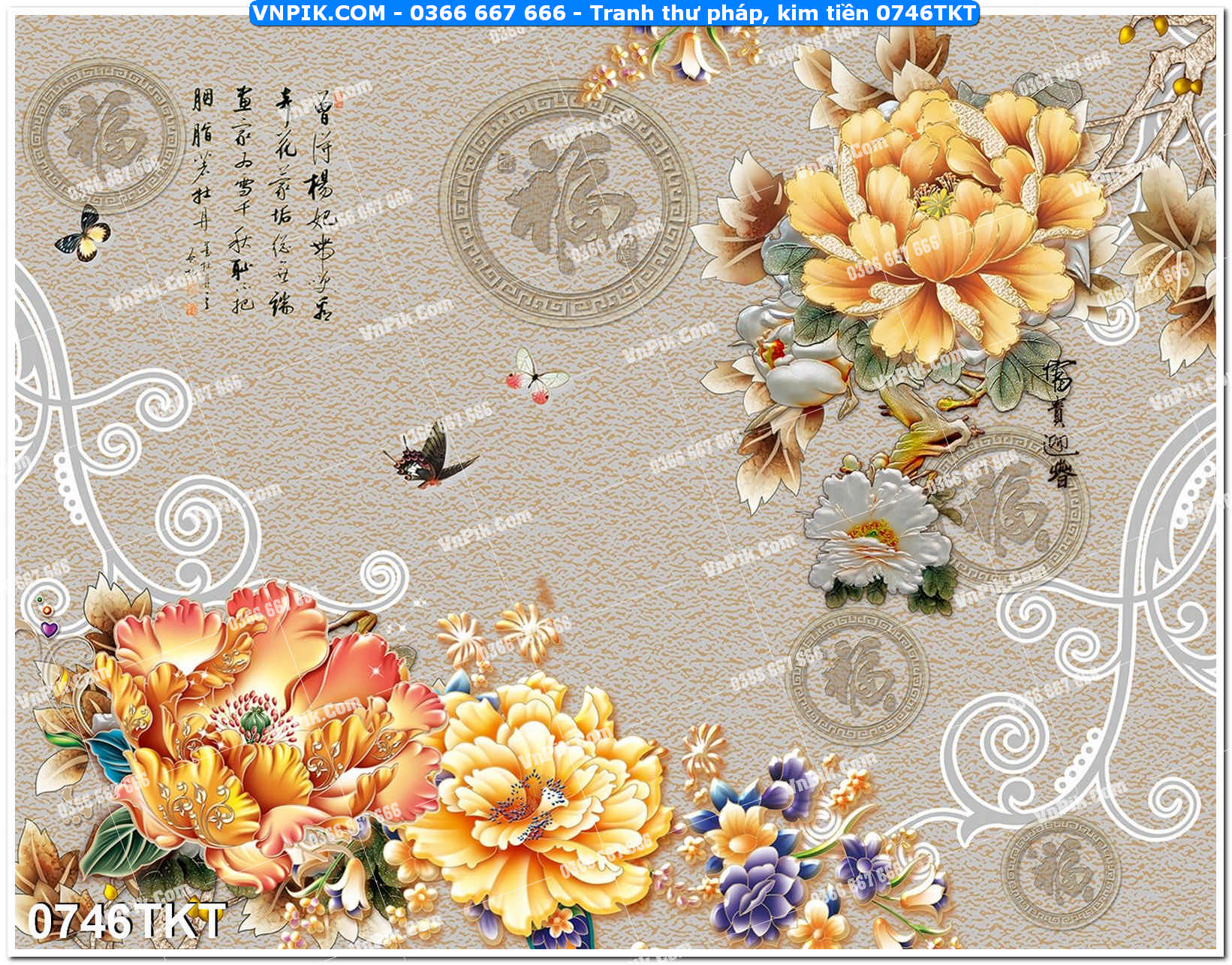 Tranh Thư Pháp – Kim Tiền 0746TKT