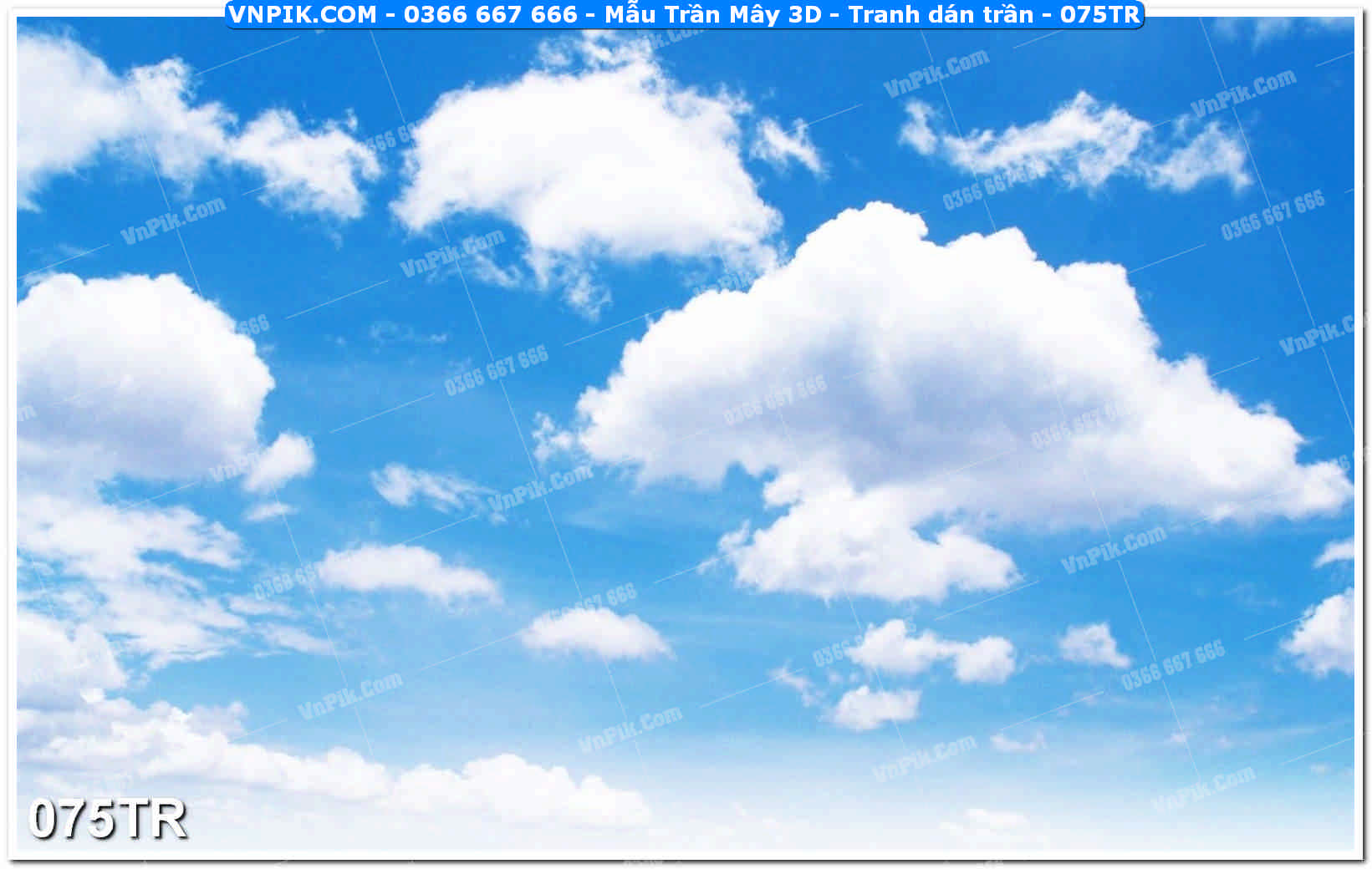 Mẫu Trần Mây 3D – Tranh dán trần 075TR