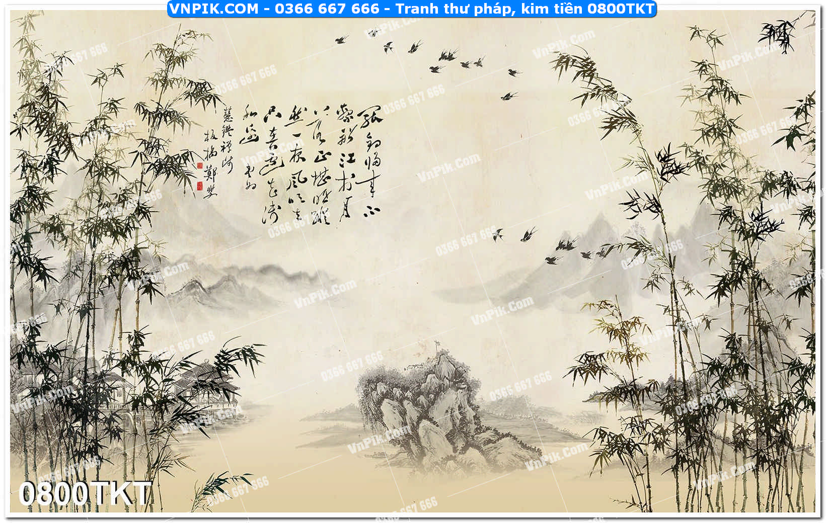 Tranh Thư Pháp – Kim Tiền 0800TKT