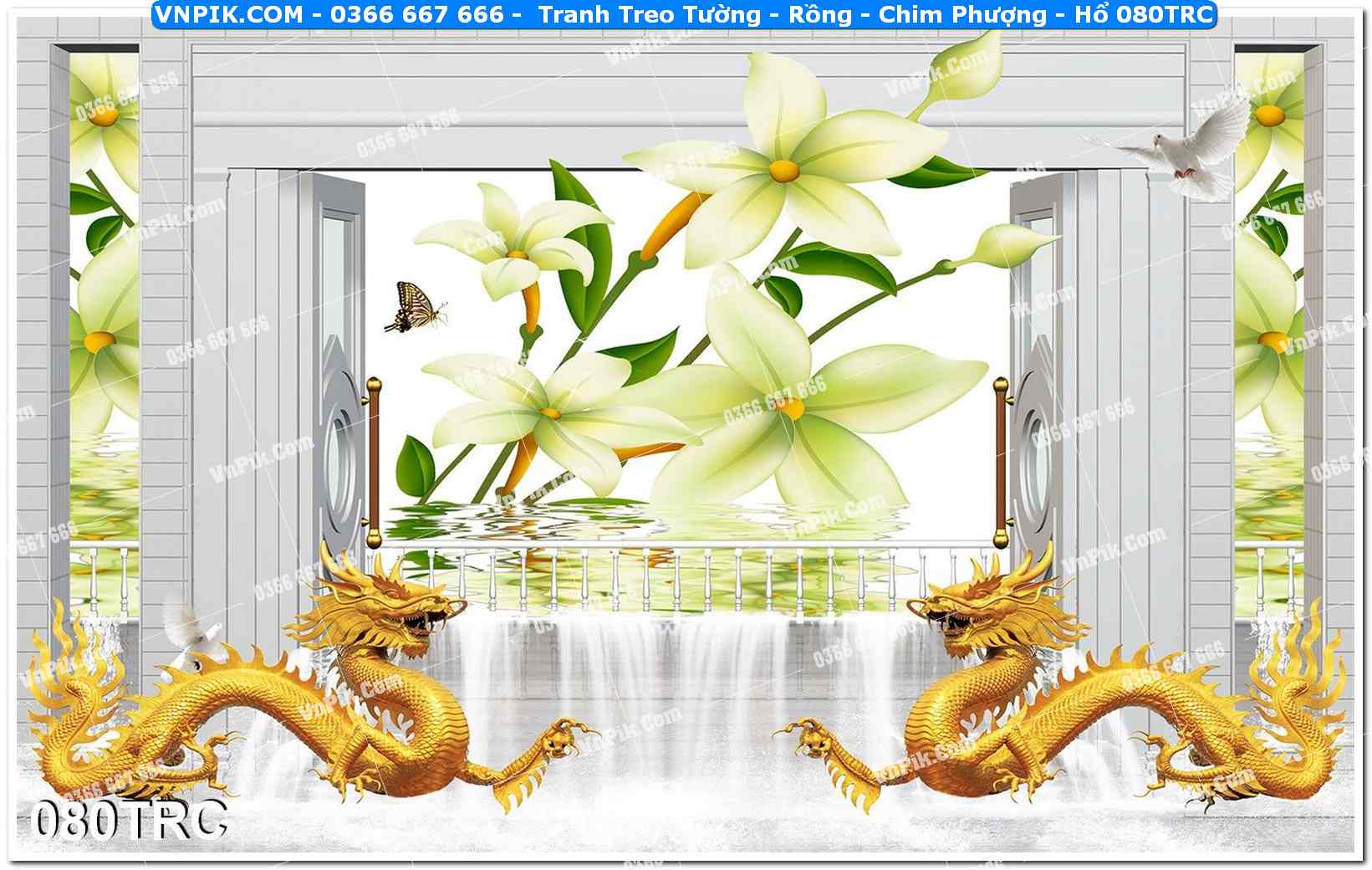 Tranh Treo Tường – Rồng – Chim Phượng – Hổ 080TRC
