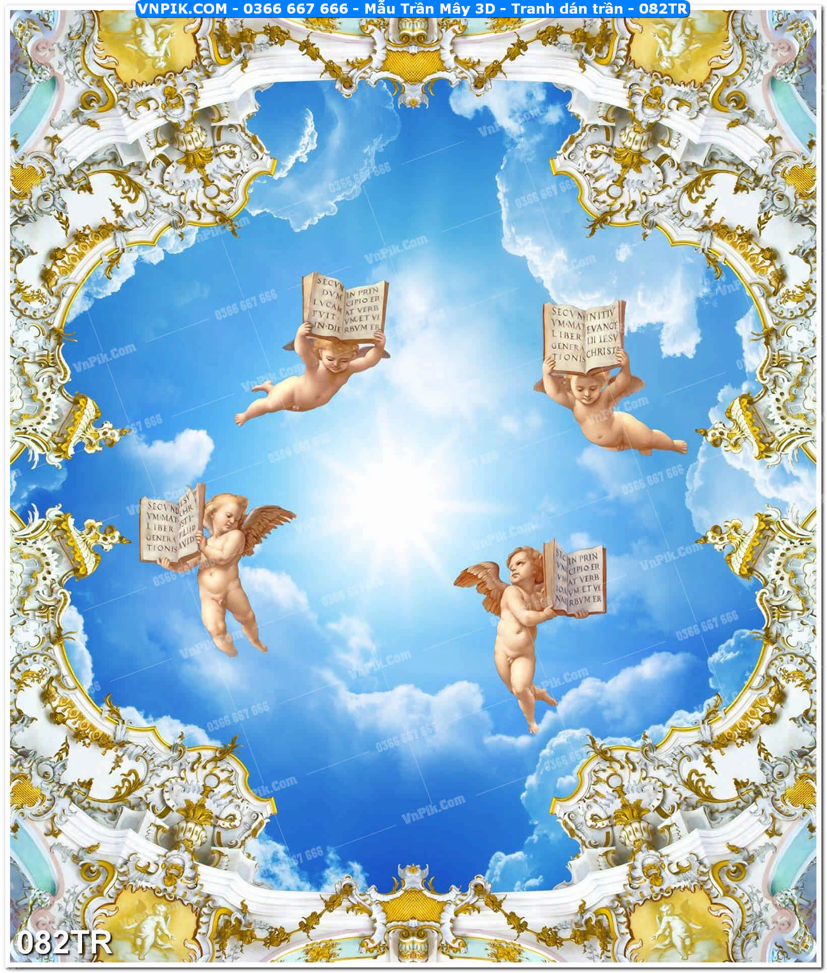 Mẫu Trần Mây 3D – Tranh dán trần 082TR