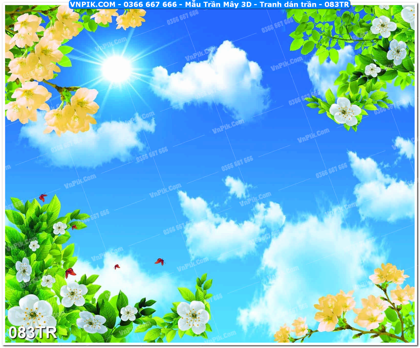 Mẫu Trần Mây 3D – Tranh dán trần 083TR