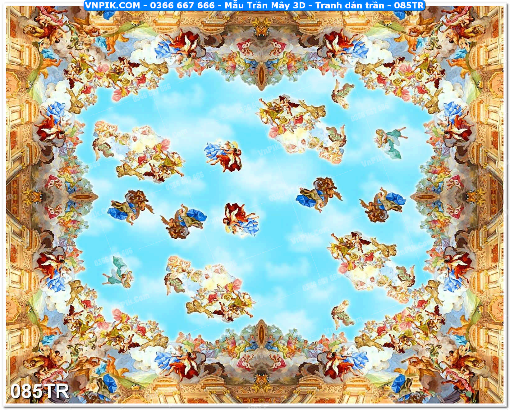 Mẫu Trần Mây 3D – Tranh dán trần 085TR