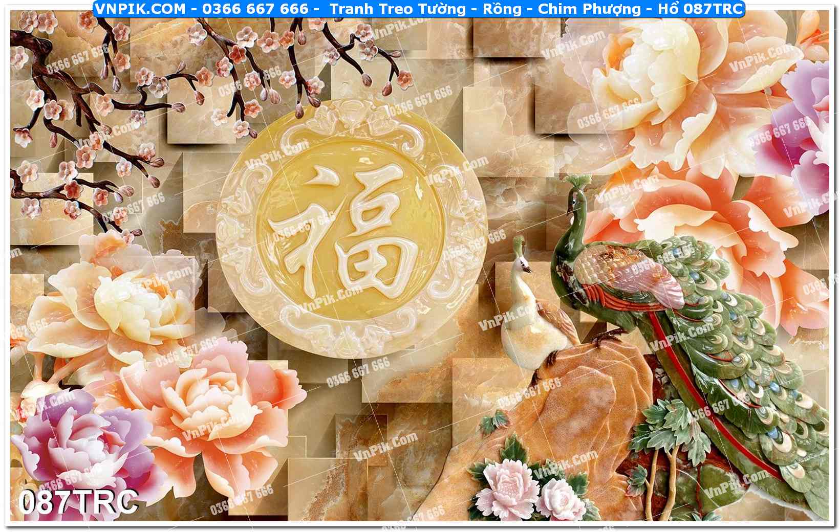 Tranh Treo Tường – Rồng – Chim Phượng – Hổ 087TRC