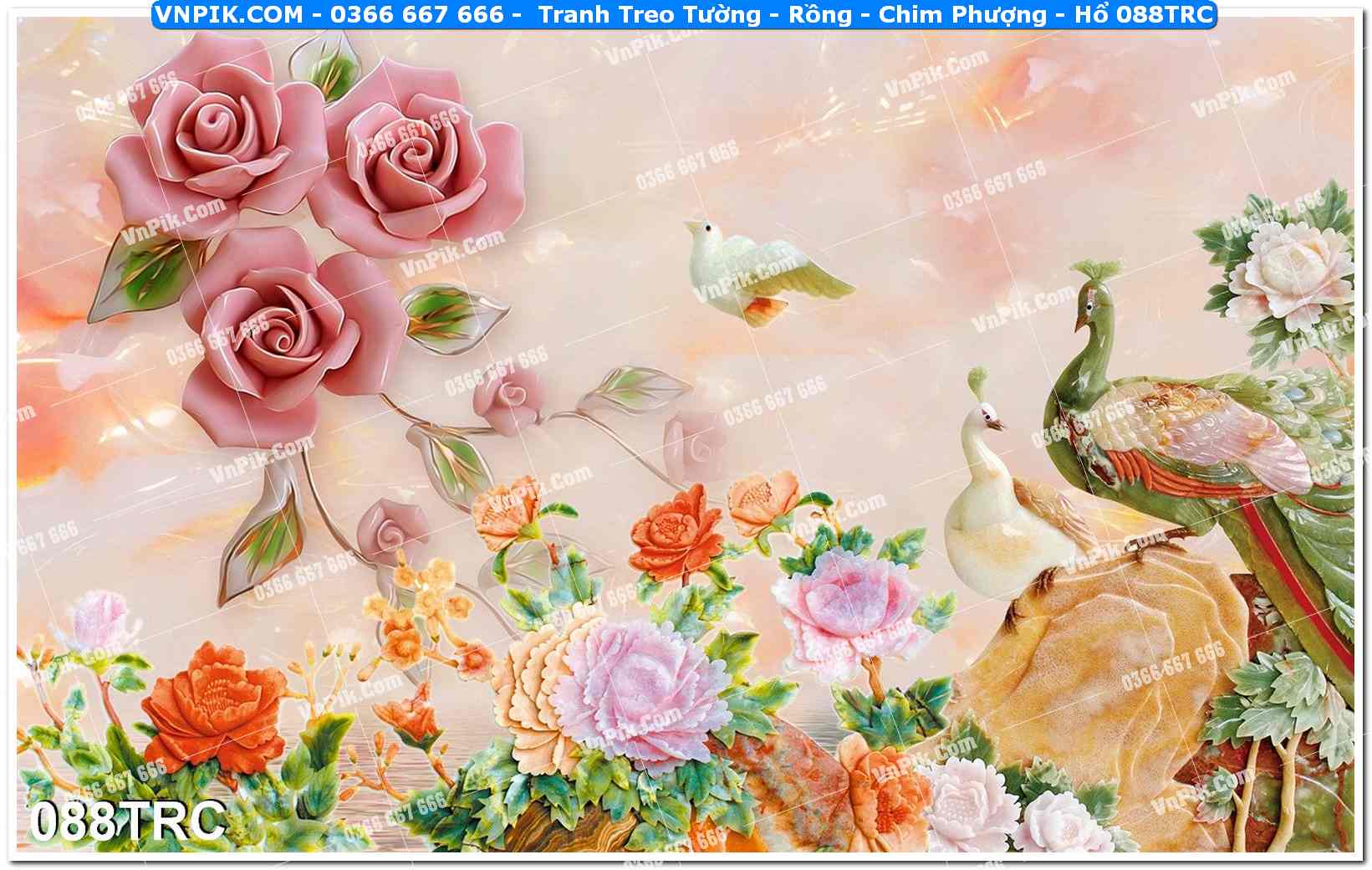 Tranh Treo Tường – Rồng – Chim Phượng – Hổ 088TRC
