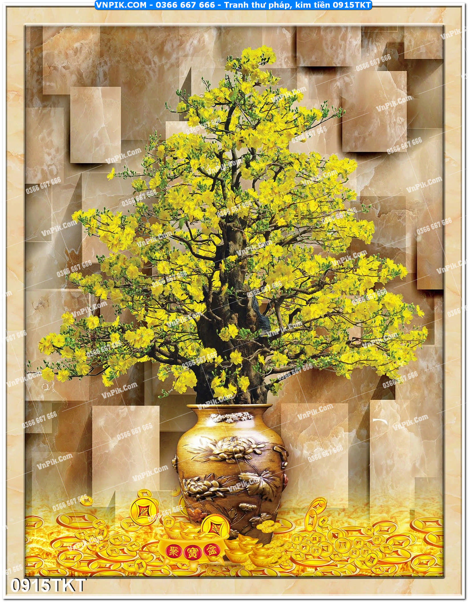 Tranh Thư Pháp – Kim Tiền 0915TKT