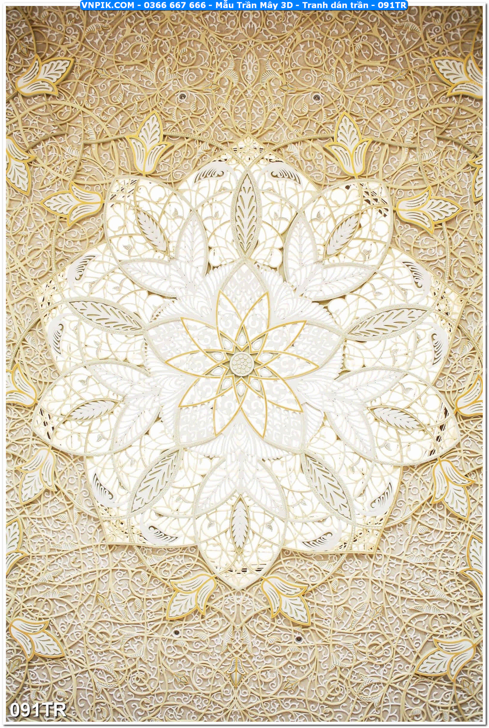 Mẫu Trần Mây 3D – Tranh dán trần 091TR