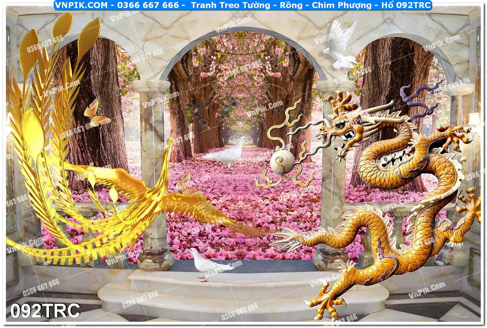 Tranh Treo Tường – Rồng – Chim Phượng – Hổ 092TRC