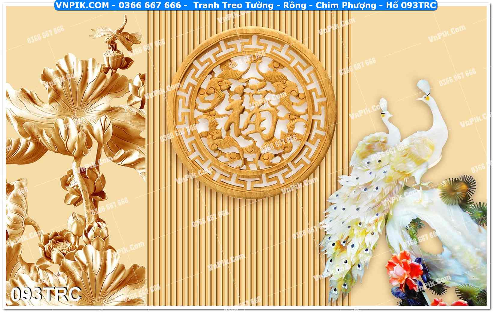 Tranh Treo Tường – Rồng – Chim Phượng – Hổ 093TRC