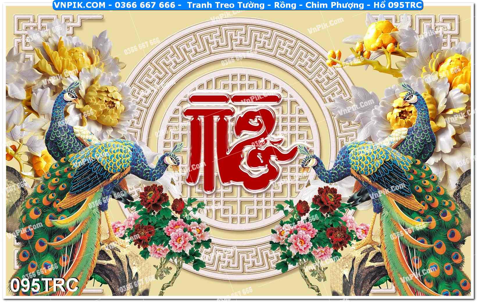Tranh Treo Tường – Rồng – Chim Phượng – Hổ 095TRC