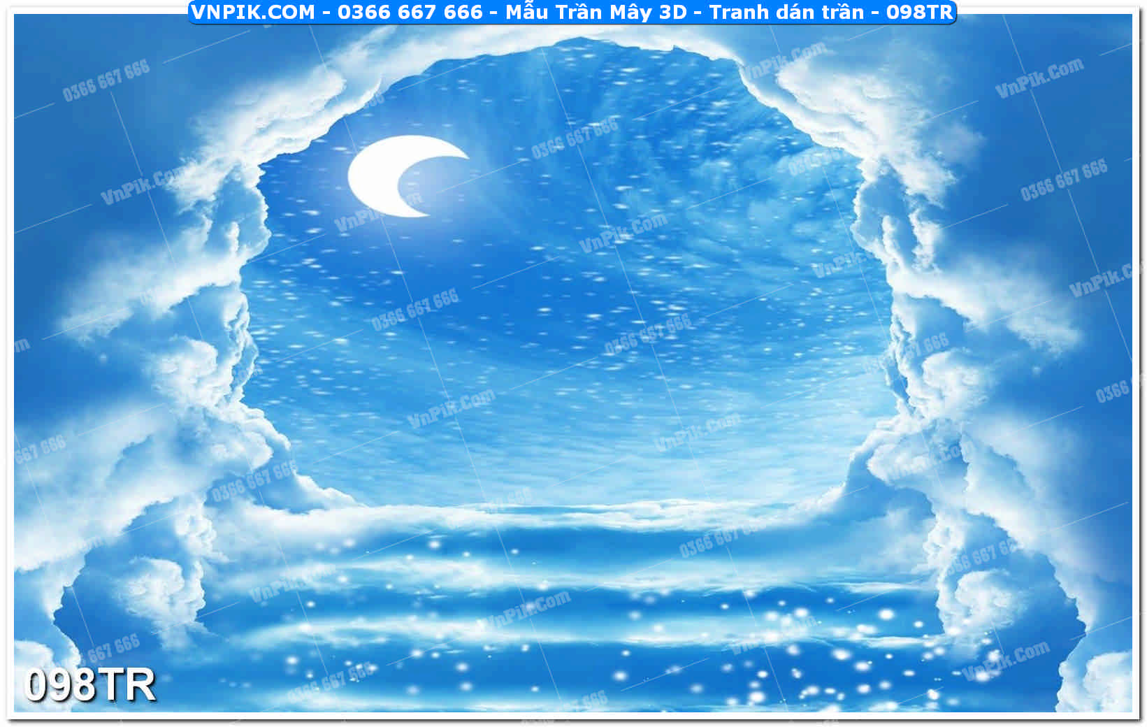 Mẫu Trần Mây 3D – Tranh dán trần 098TR