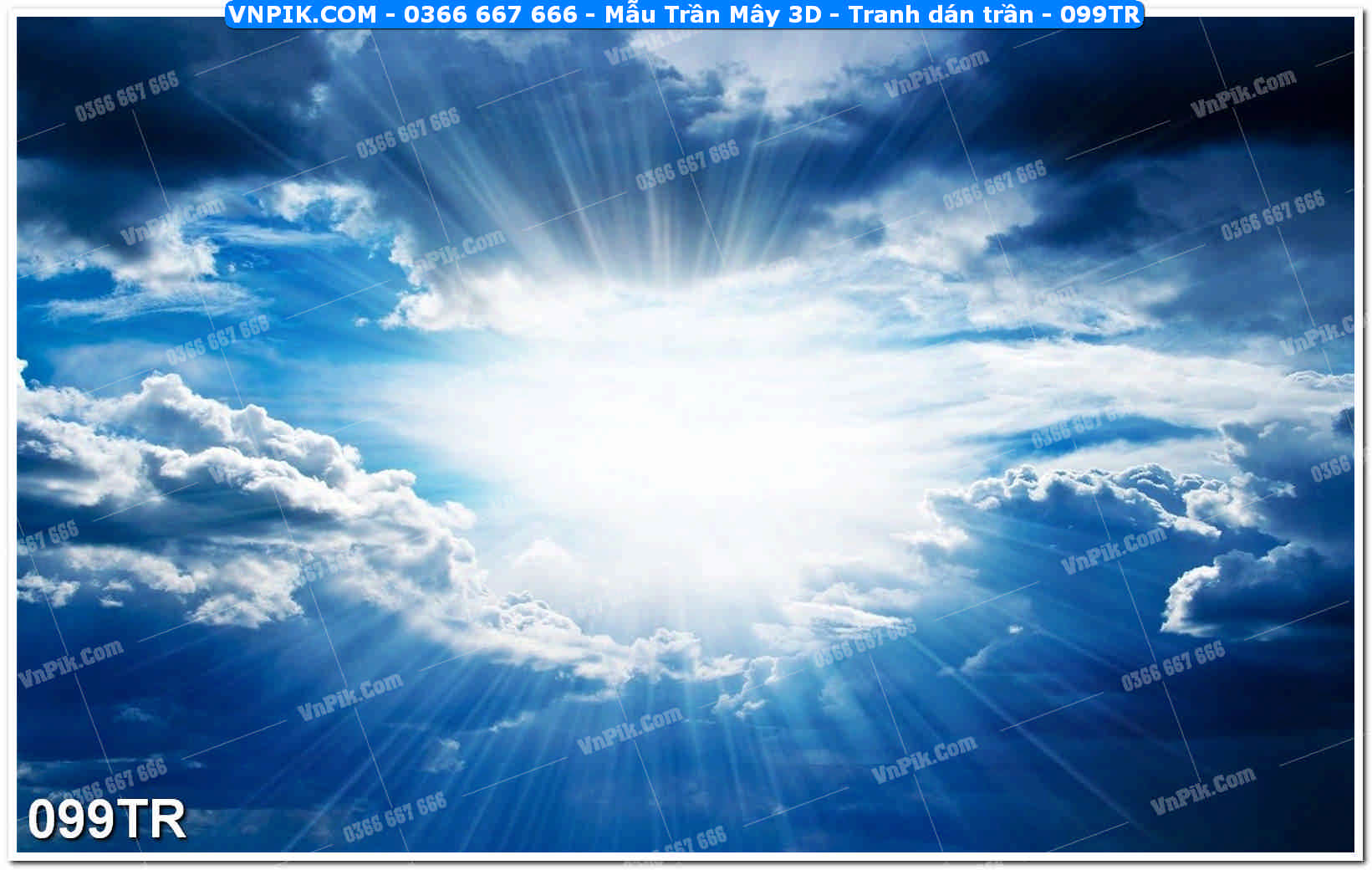 Mẫu Trần Mây 3D – Tranh dán trần 099TR