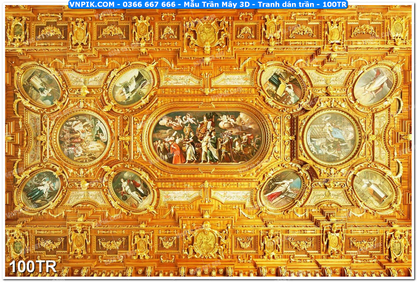 Mẫu Trần Mây 3D – Tranh dán trần 100TR