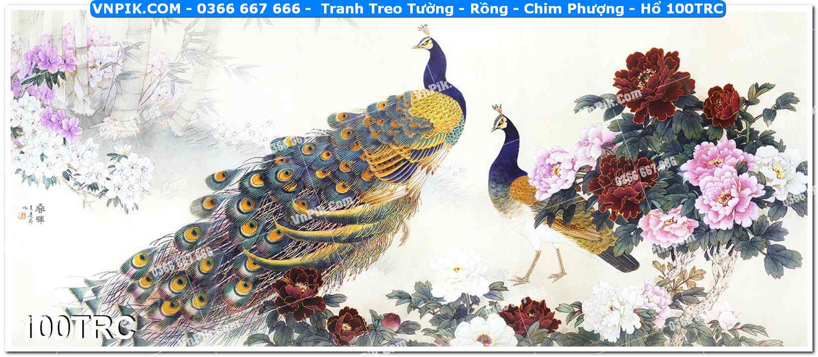 Tranh Treo Tường – Rồng – Chim Phượng – Hổ 100TRC
