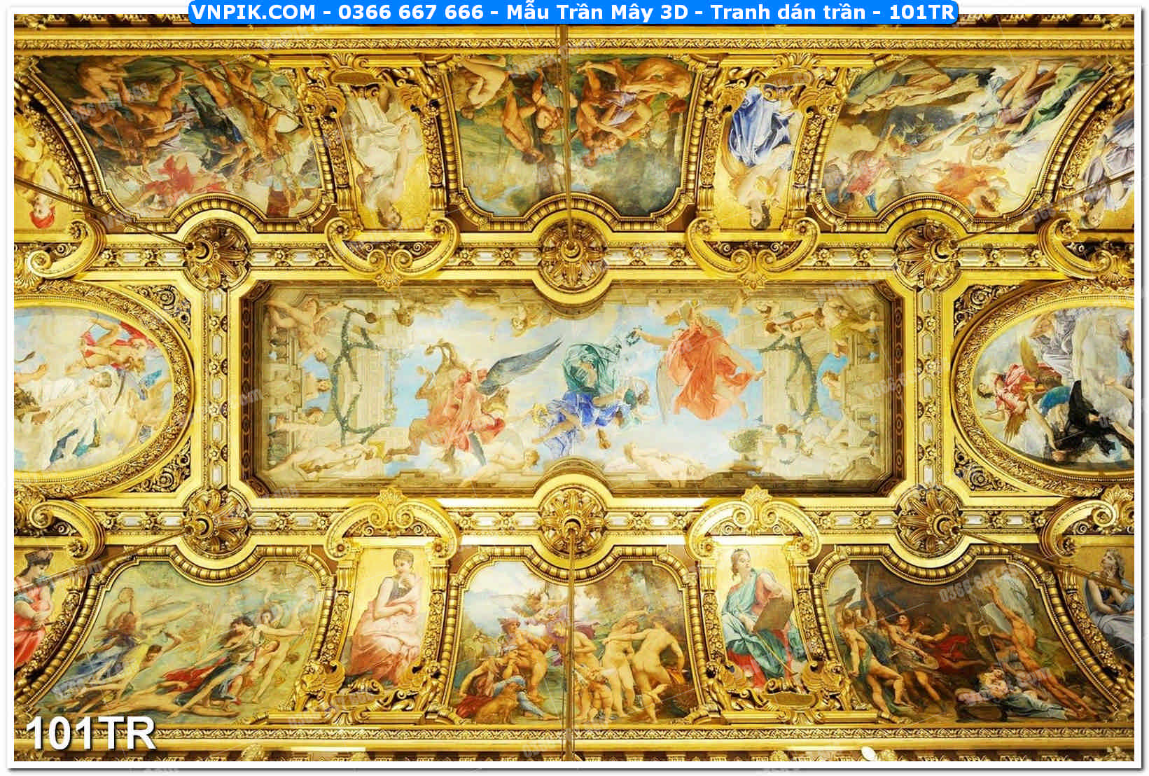 Mẫu Trần Mây 3D – Tranh dán trần 101TR