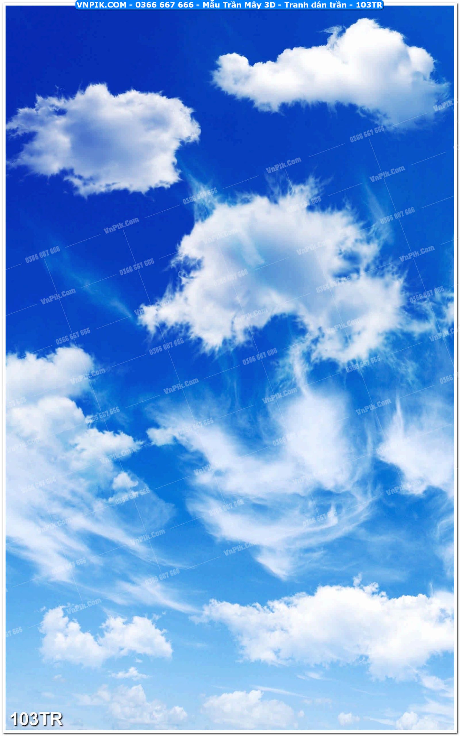 Mẫu Trần Mây 3D – Tranh dán trần 103TR