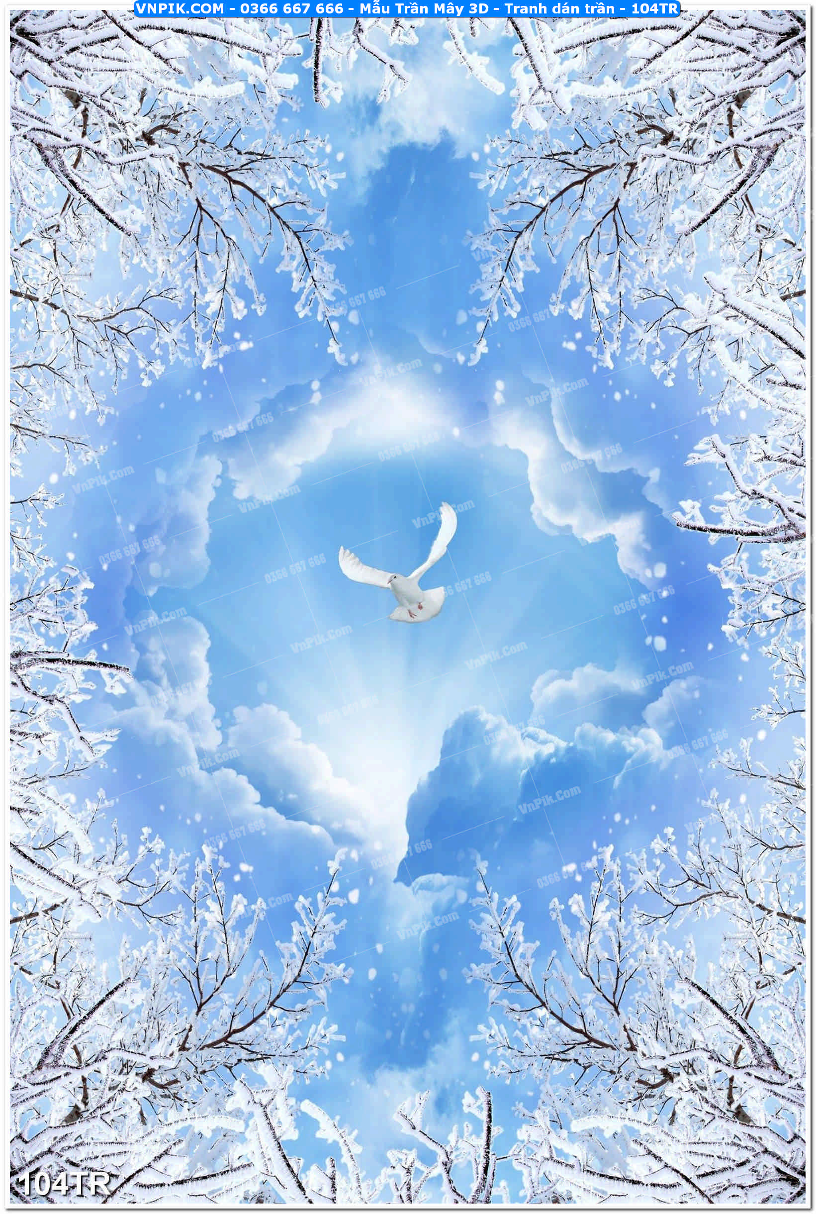 Mẫu Trần Mây 3D – Tranh dán trần 104TR