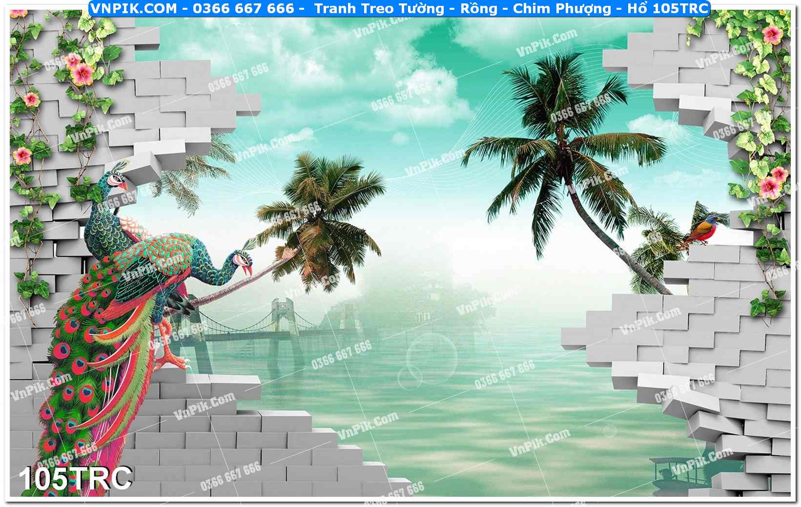 Tranh Treo Tường – Rồng – Chim Phượng – Hổ 105TRC