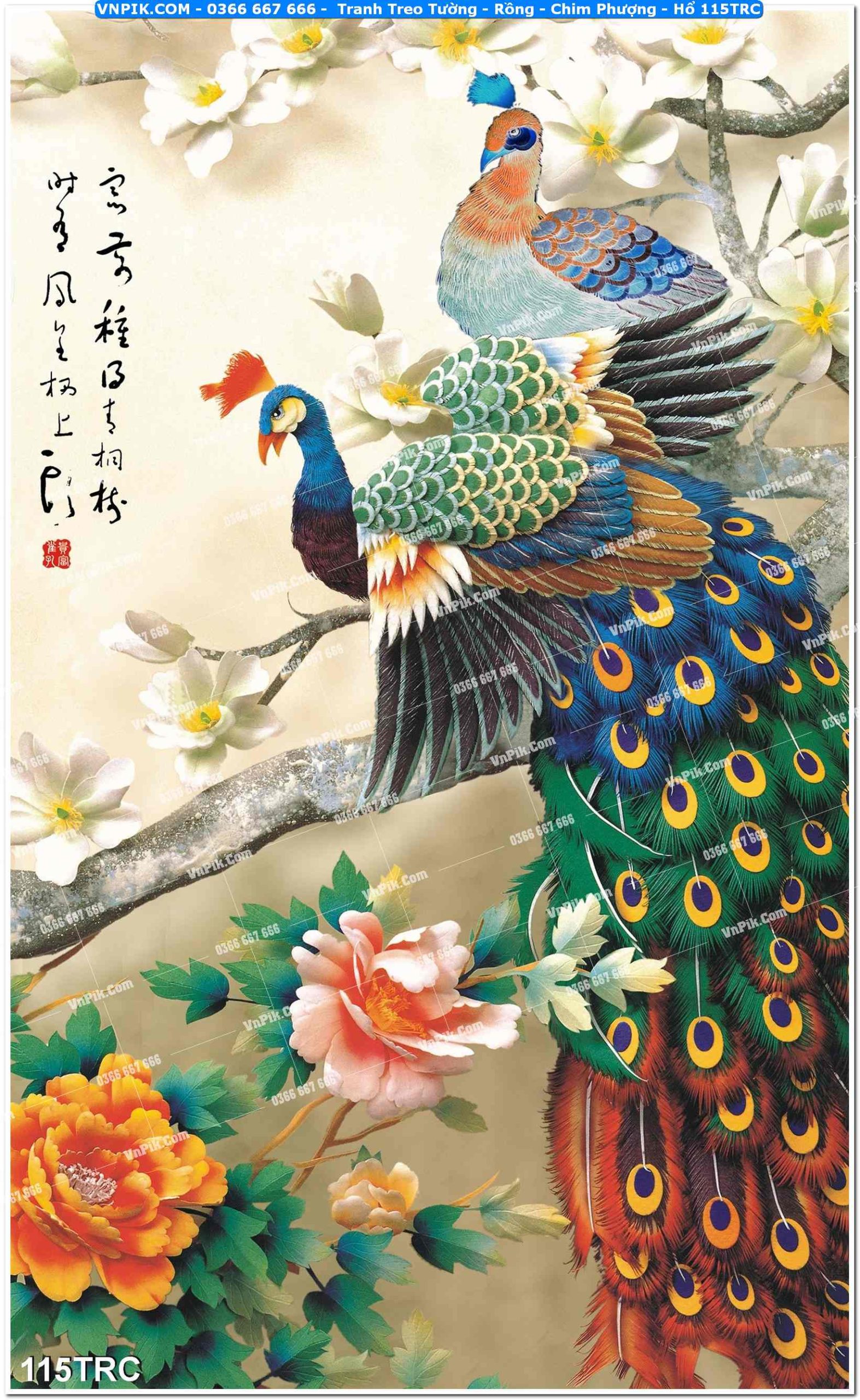 Tranh Treo Tường – Rồng – Chim Phượng – Hổ 115TRC