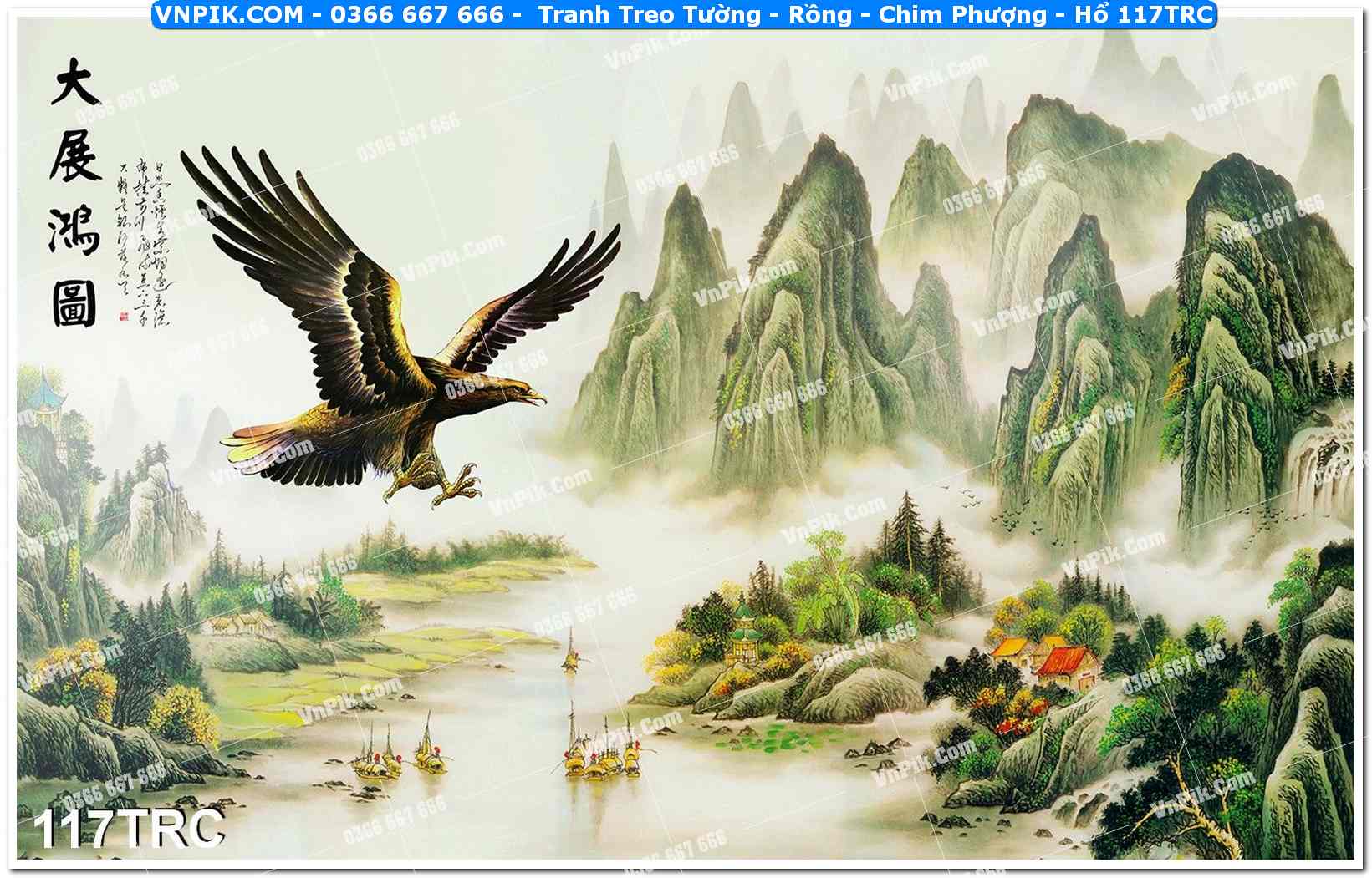 Tranh Treo Tường – Rồng – Chim Phượng – Hổ 117TRC