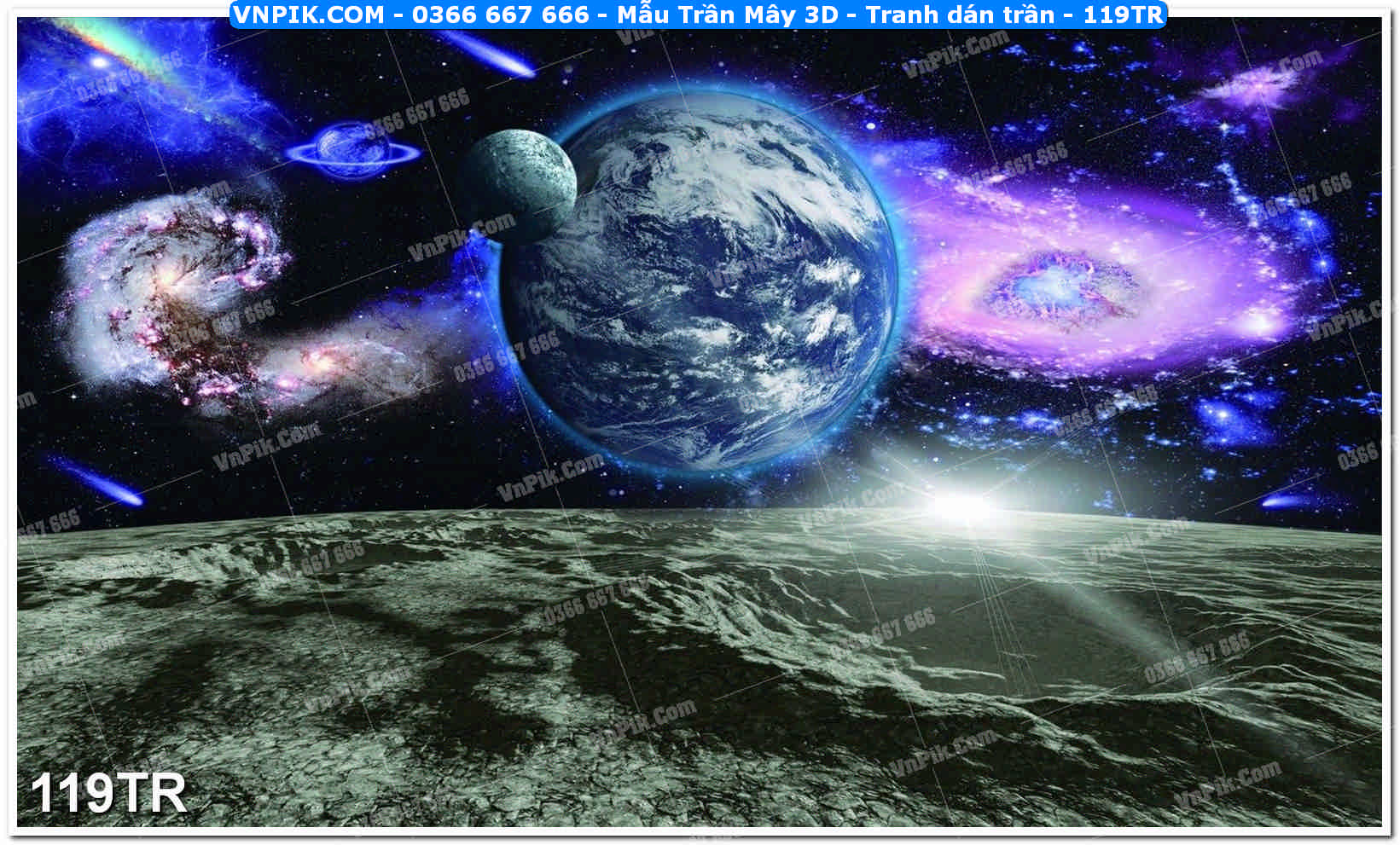 Mẫu Trần Mây 3D – Tranh dán trần 119TR