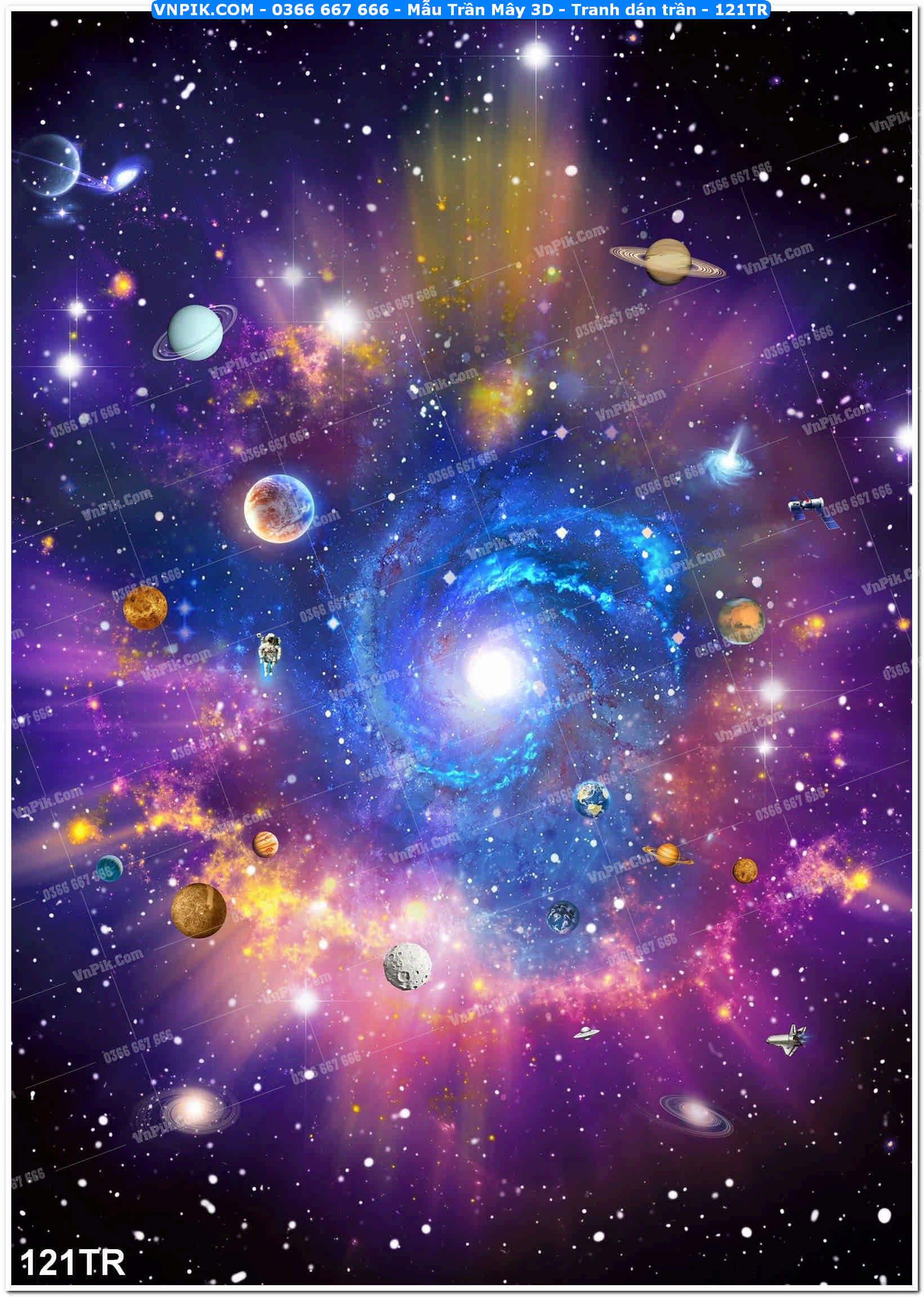 Mẫu Trần Mây 3D – Tranh dán trần 121TR