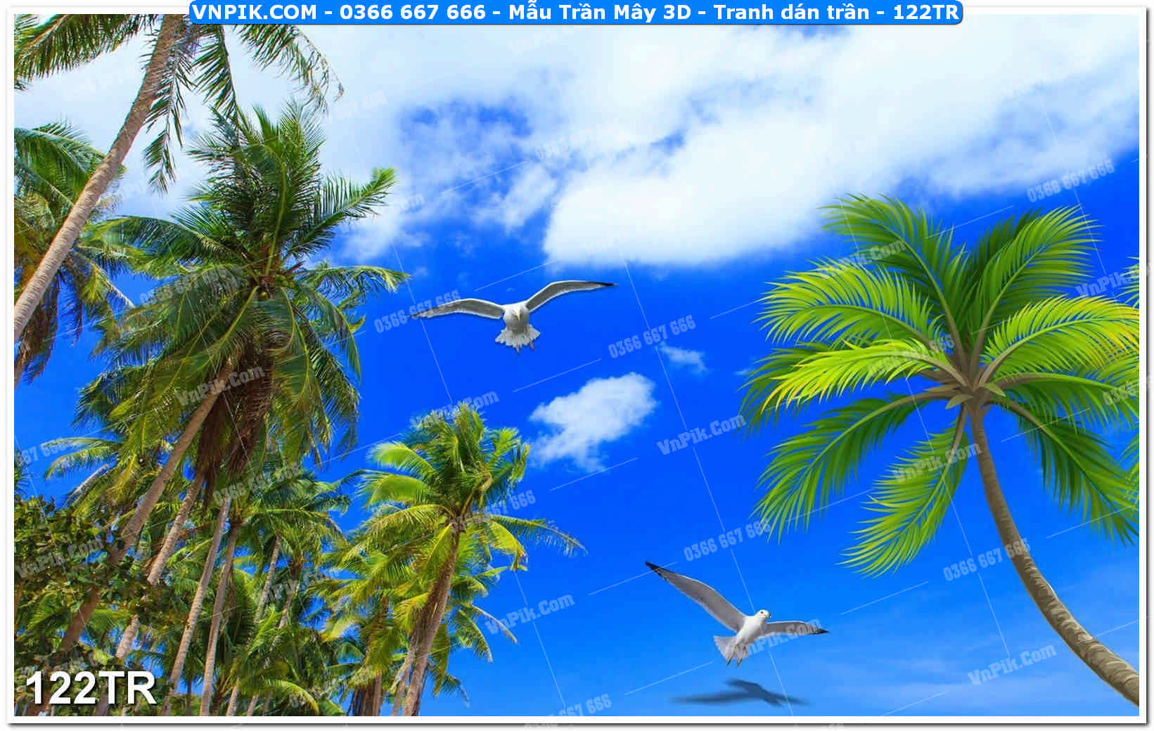 Mẫu Trần Mây 3D – Tranh dán trần 122TR