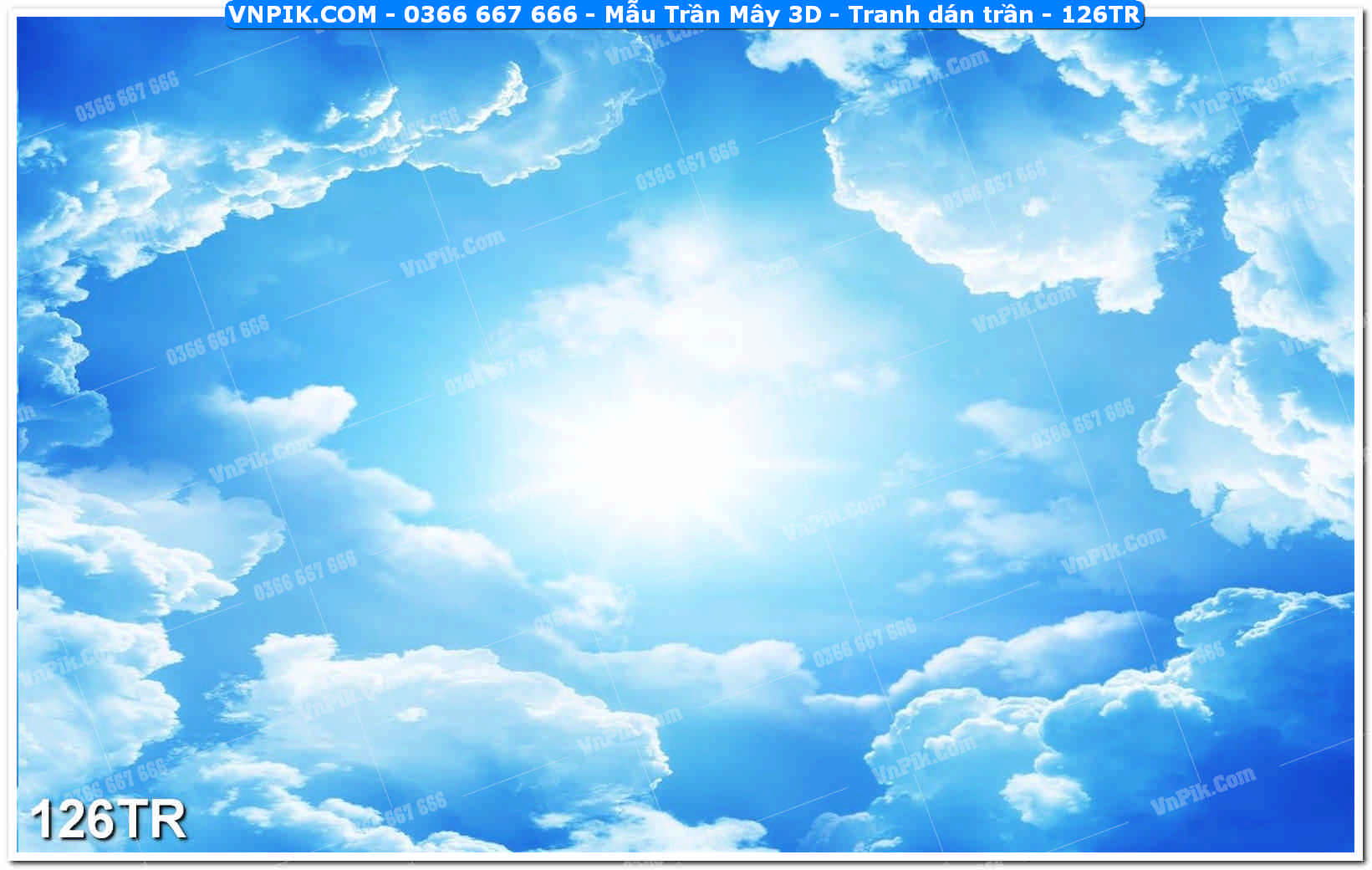 Mẫu Trần Mây 3D – Tranh dán trần 126TR
