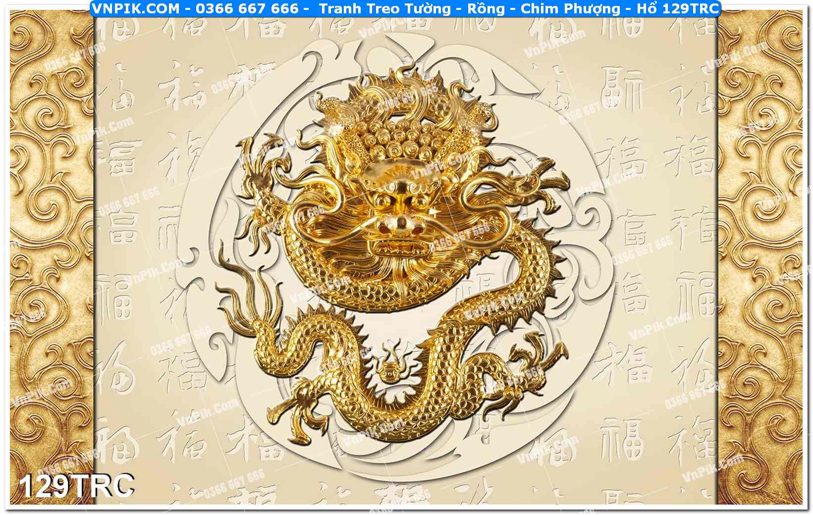 Tranh Treo Tường – Rồng – Chim Phượng – Hổ 129TRC