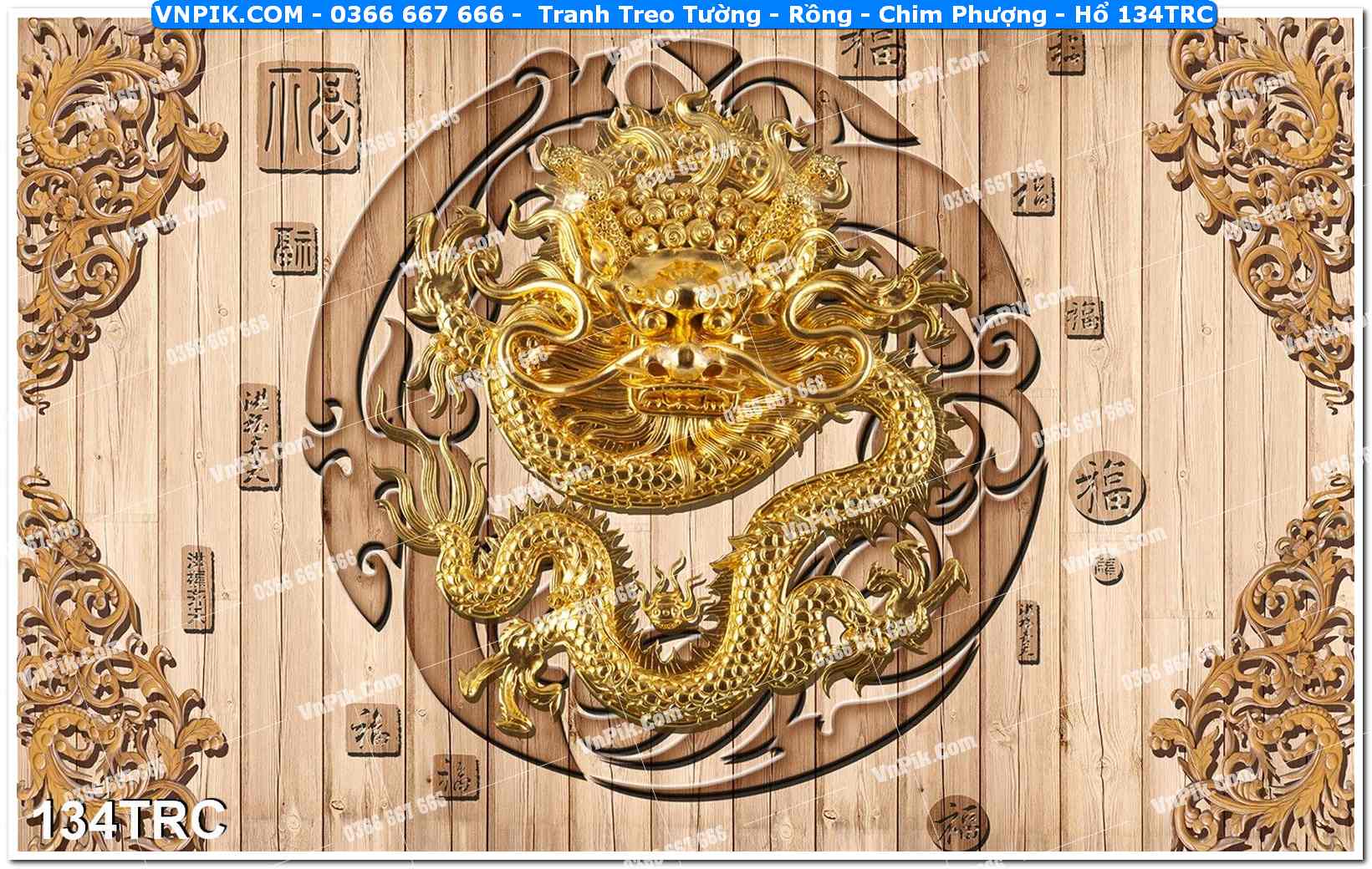 Tranh Treo Tường – Rồng – Chim Phượng – Hổ 134TRC