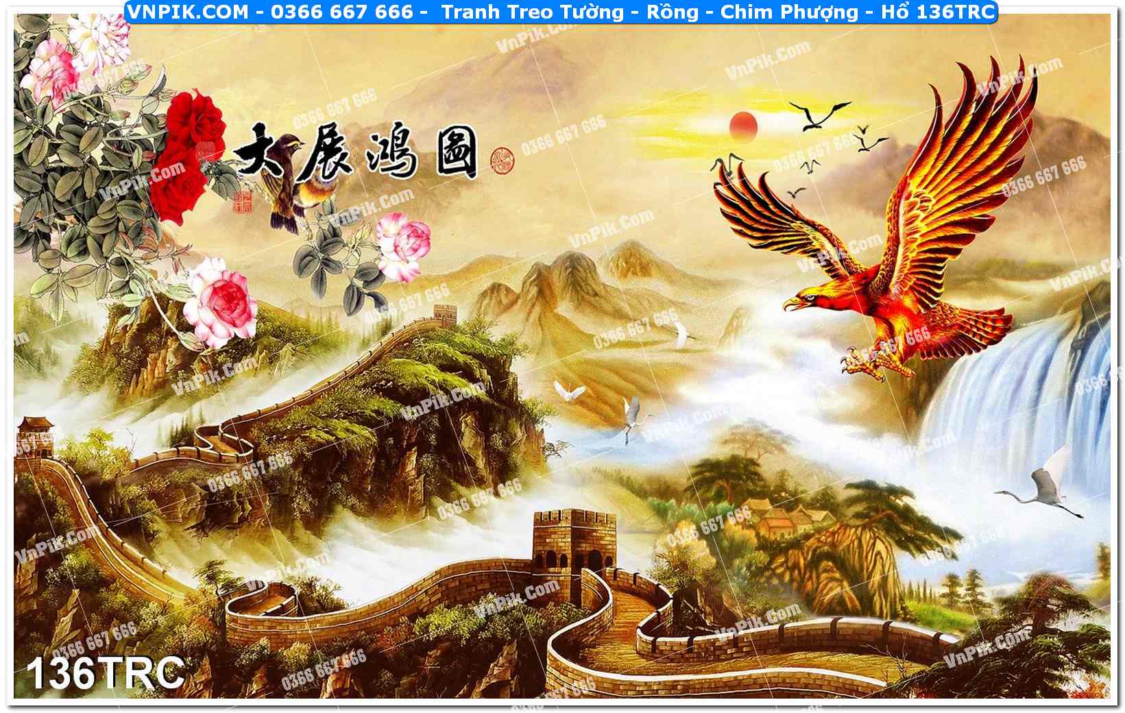 Tranh Treo Tường – Rồng – Chim Phượng – Hổ 136TRC