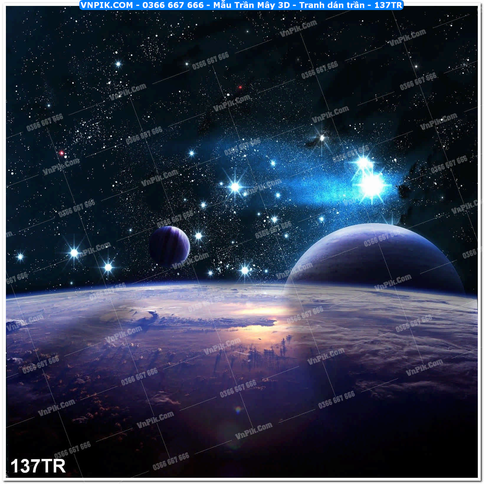 Mẫu Trần Mây 3D – Tranh dán trần 137TR