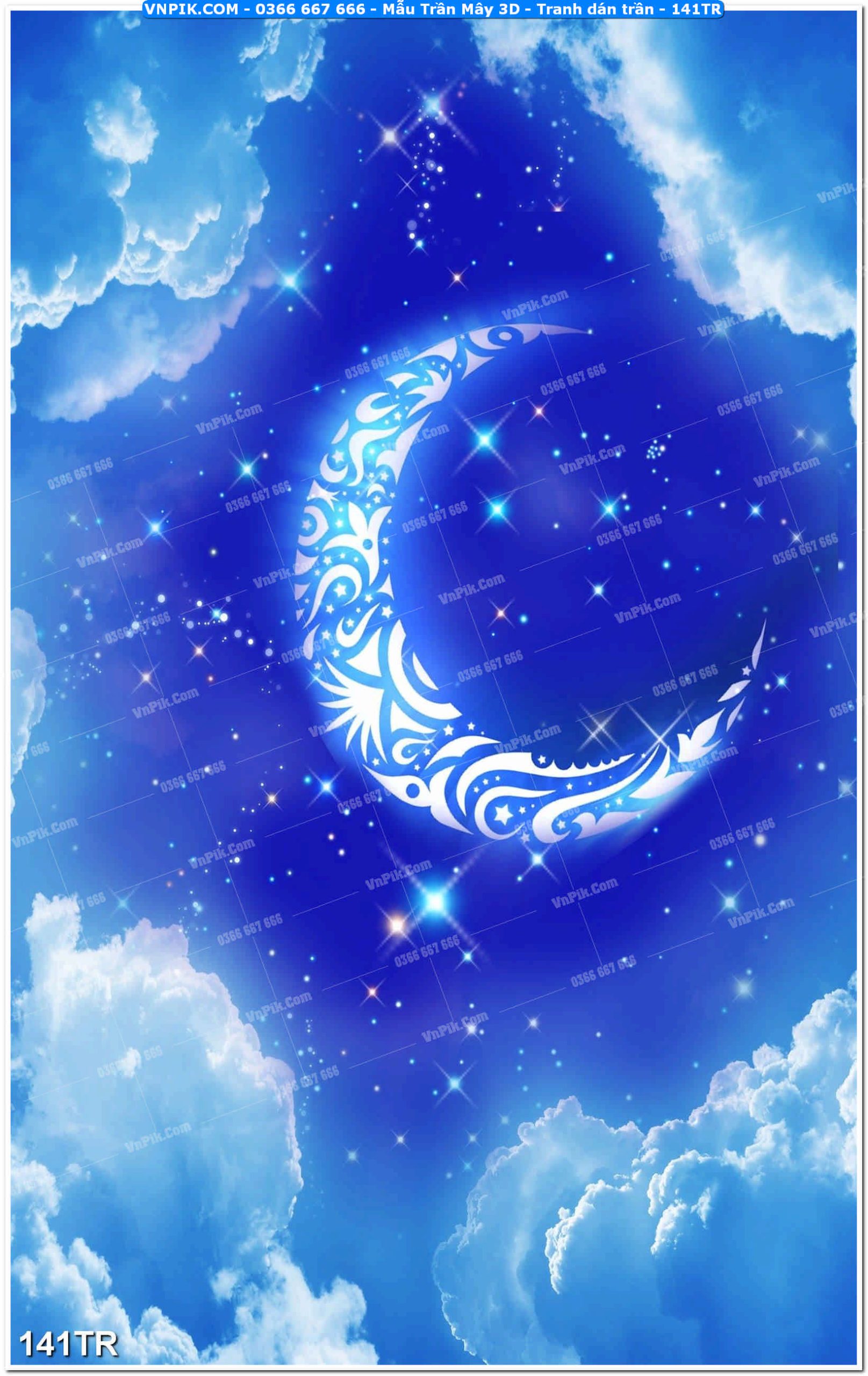 Mẫu Trần Mây 3D – Tranh dán trần 141TR