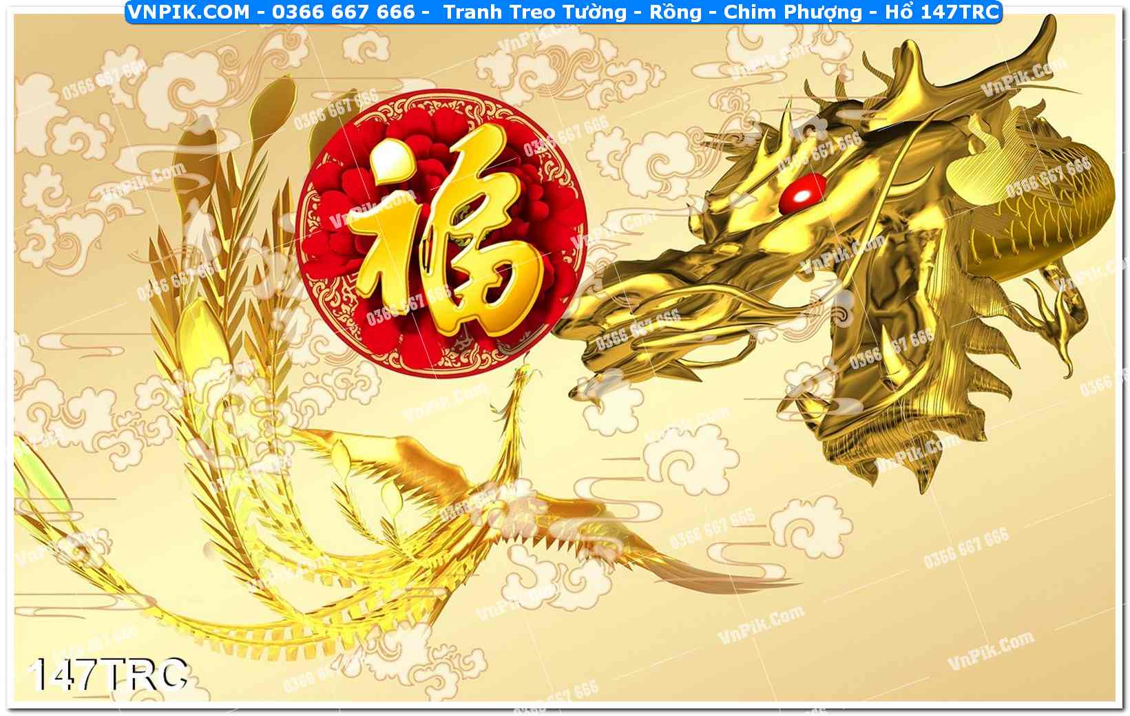 Tranh Treo Tường – Rồng – Chim Phượng – Hổ 147TRC