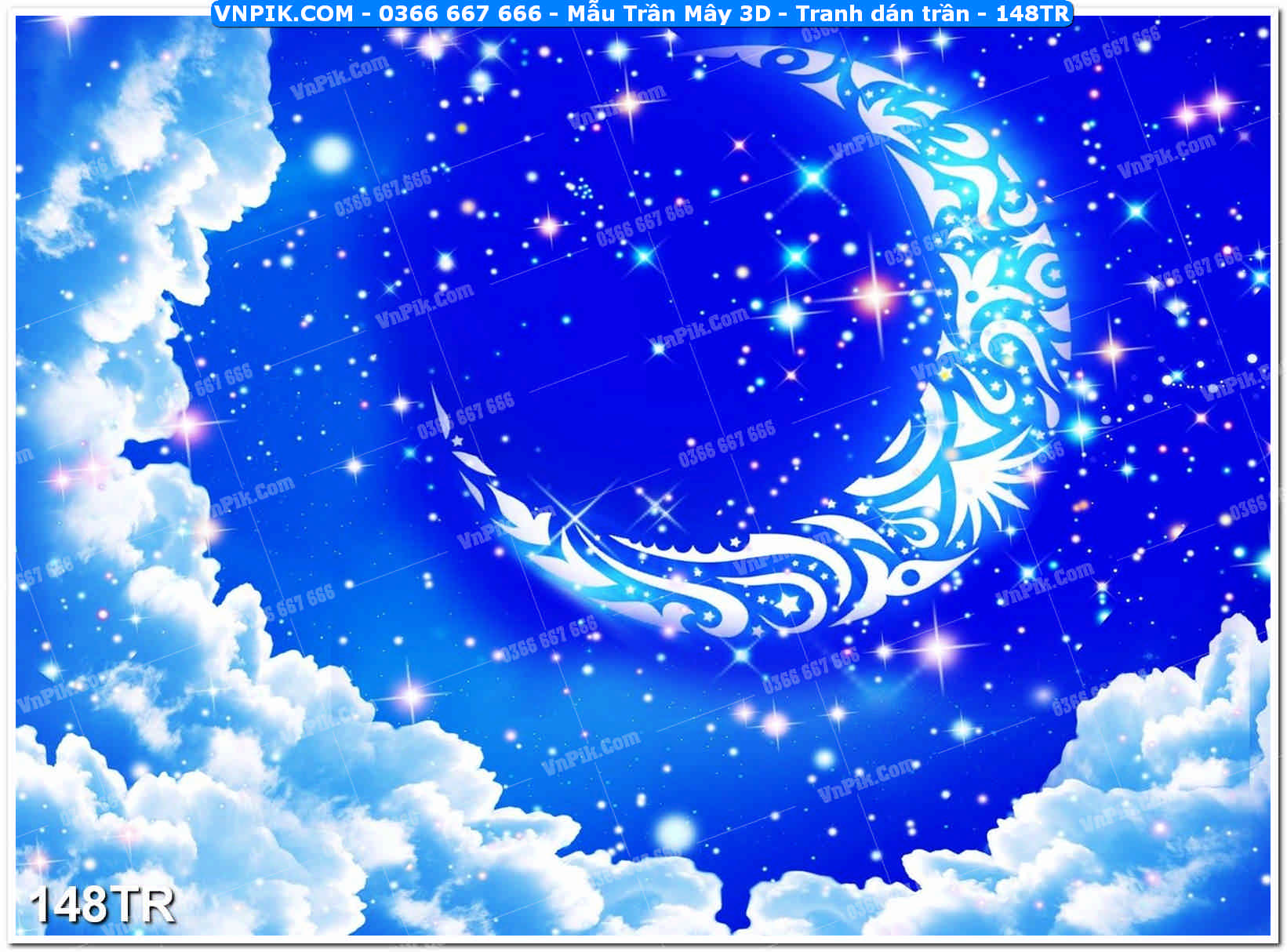 Mẫu Trần Mây 3D – Tranh dán trần 148TR