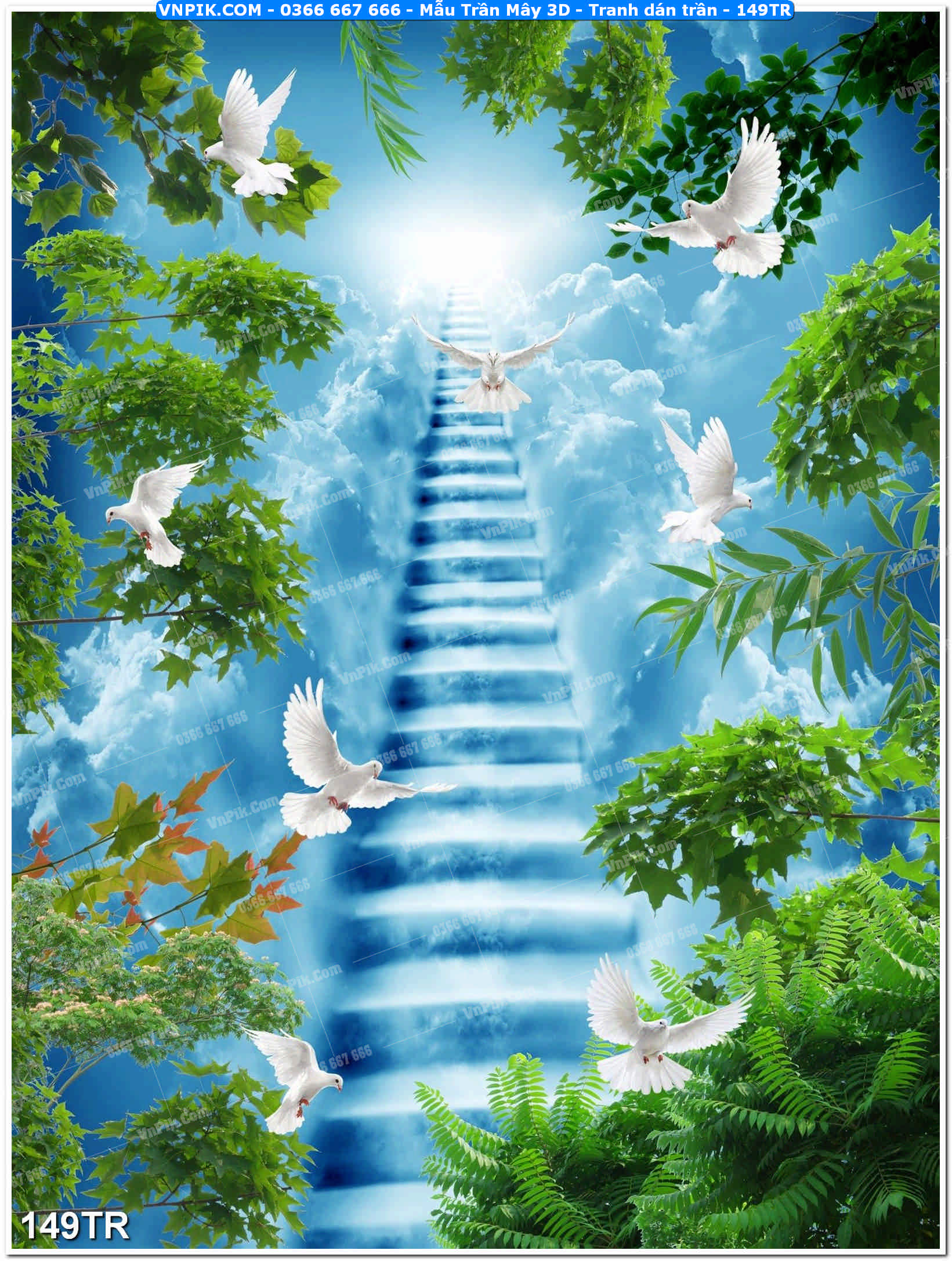 Mẫu Trần Mây 3D – Tranh dán trần 149TR