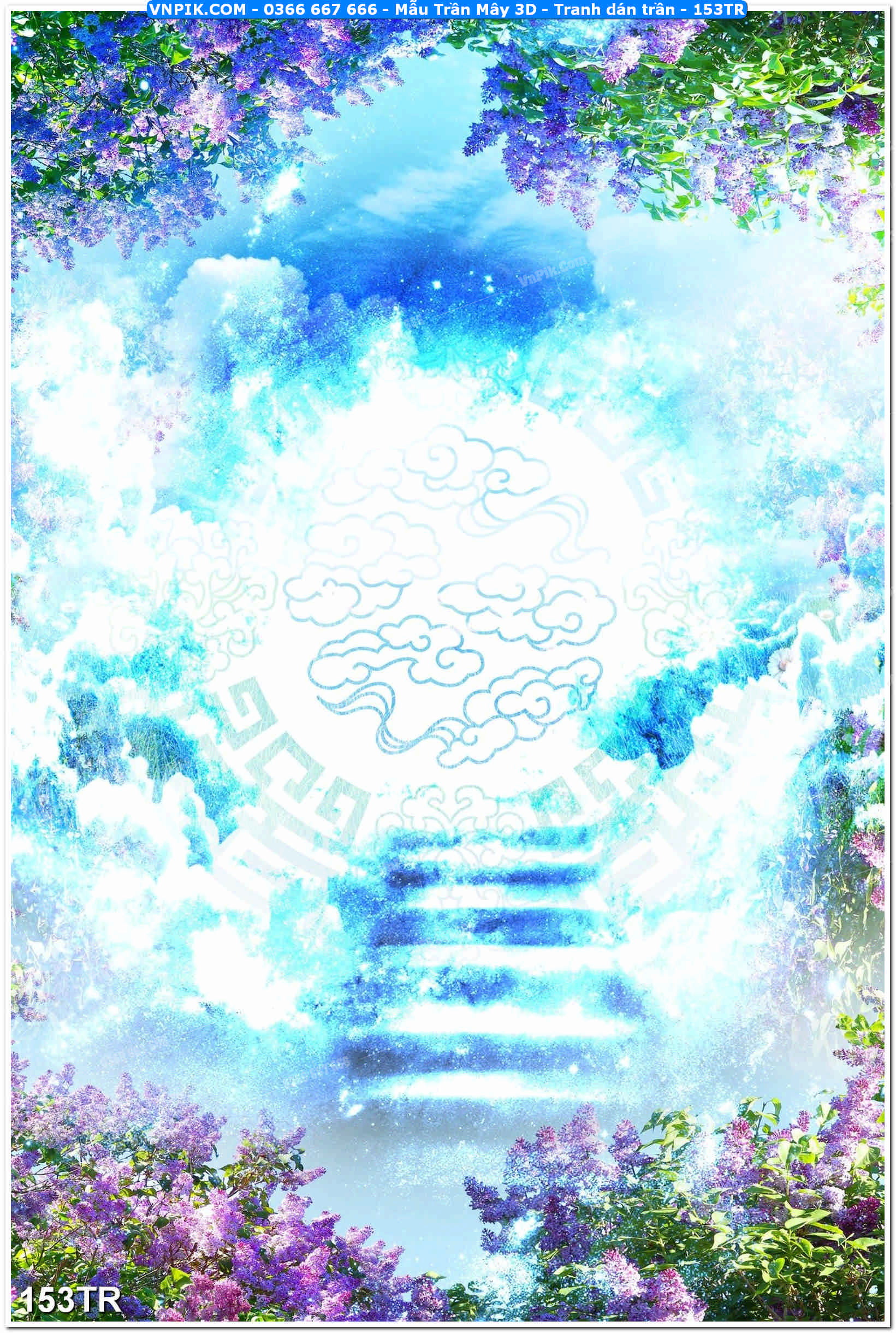 Mẫu Trần Mây 3D – Tranh dán trần 153TR