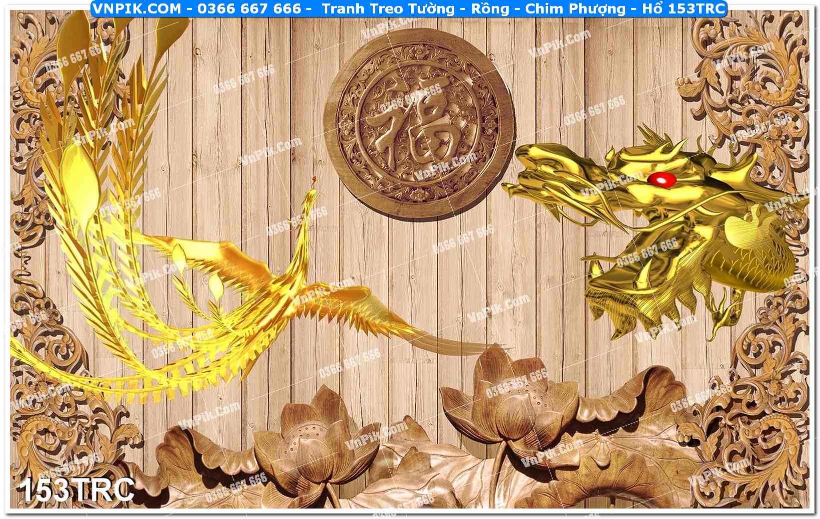 Tranh Treo Tường – Rồng – Chim Phượng – Hổ 153TRC