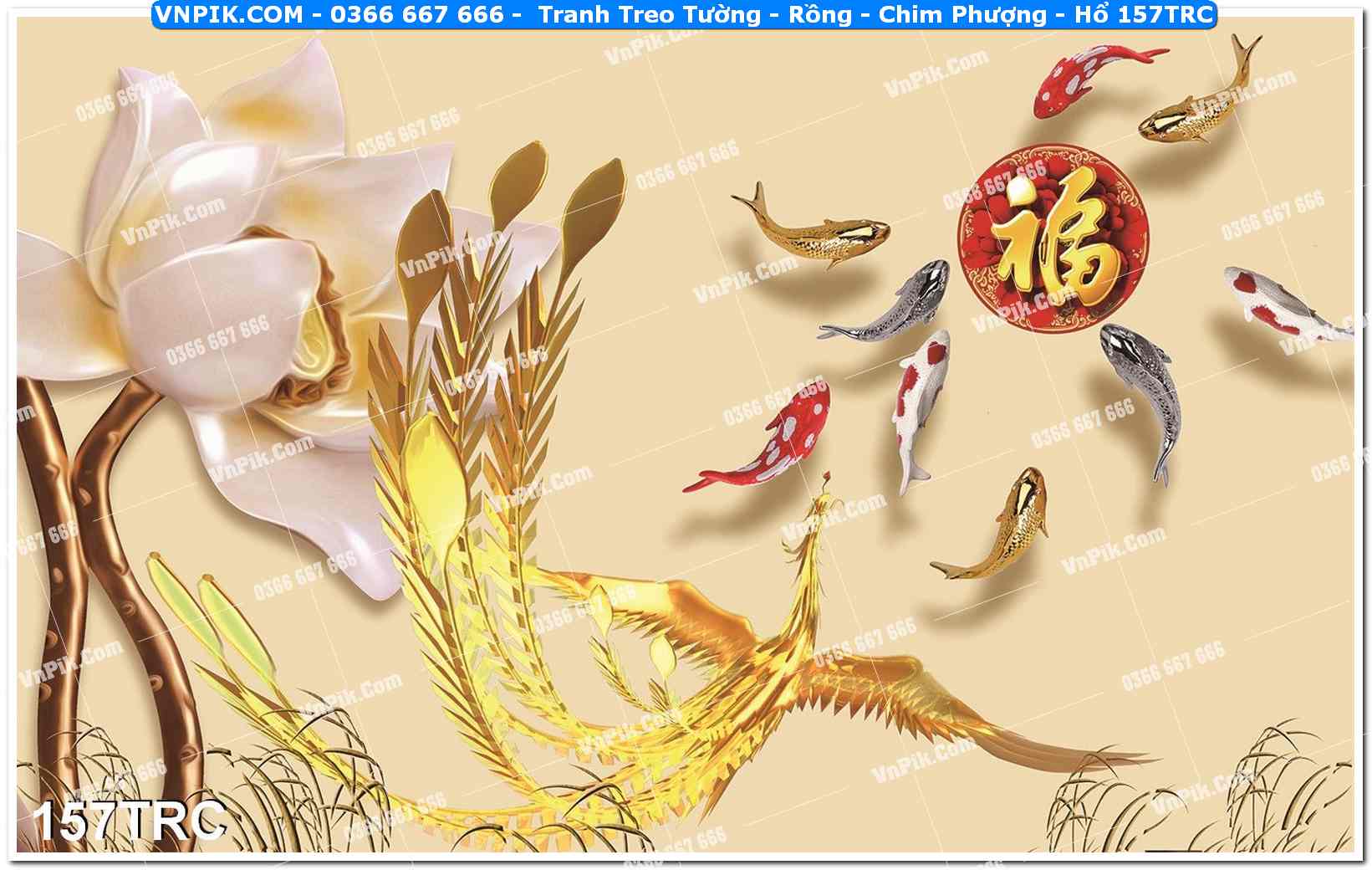 Tranh Treo Tường – Rồng – Chim Phượng – Hổ 157TRC