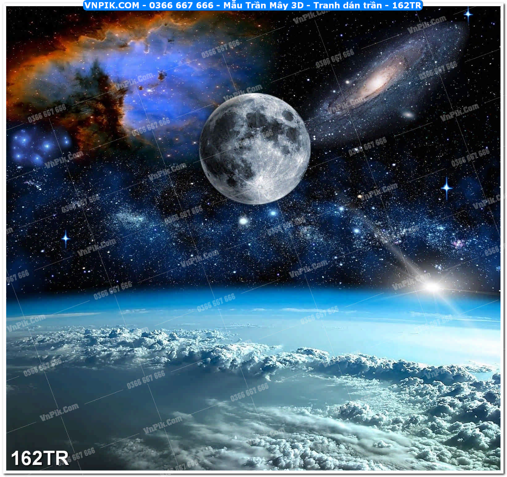 Mẫu Trần Mây 3D – Tranh dán trần 162TR