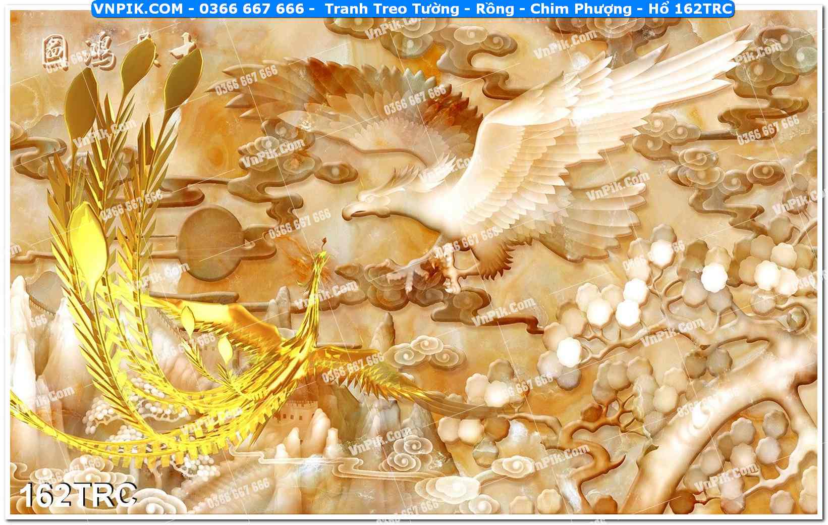 Tranh Treo Tường – Rồng – Chim Phượng – Hổ 162TRC