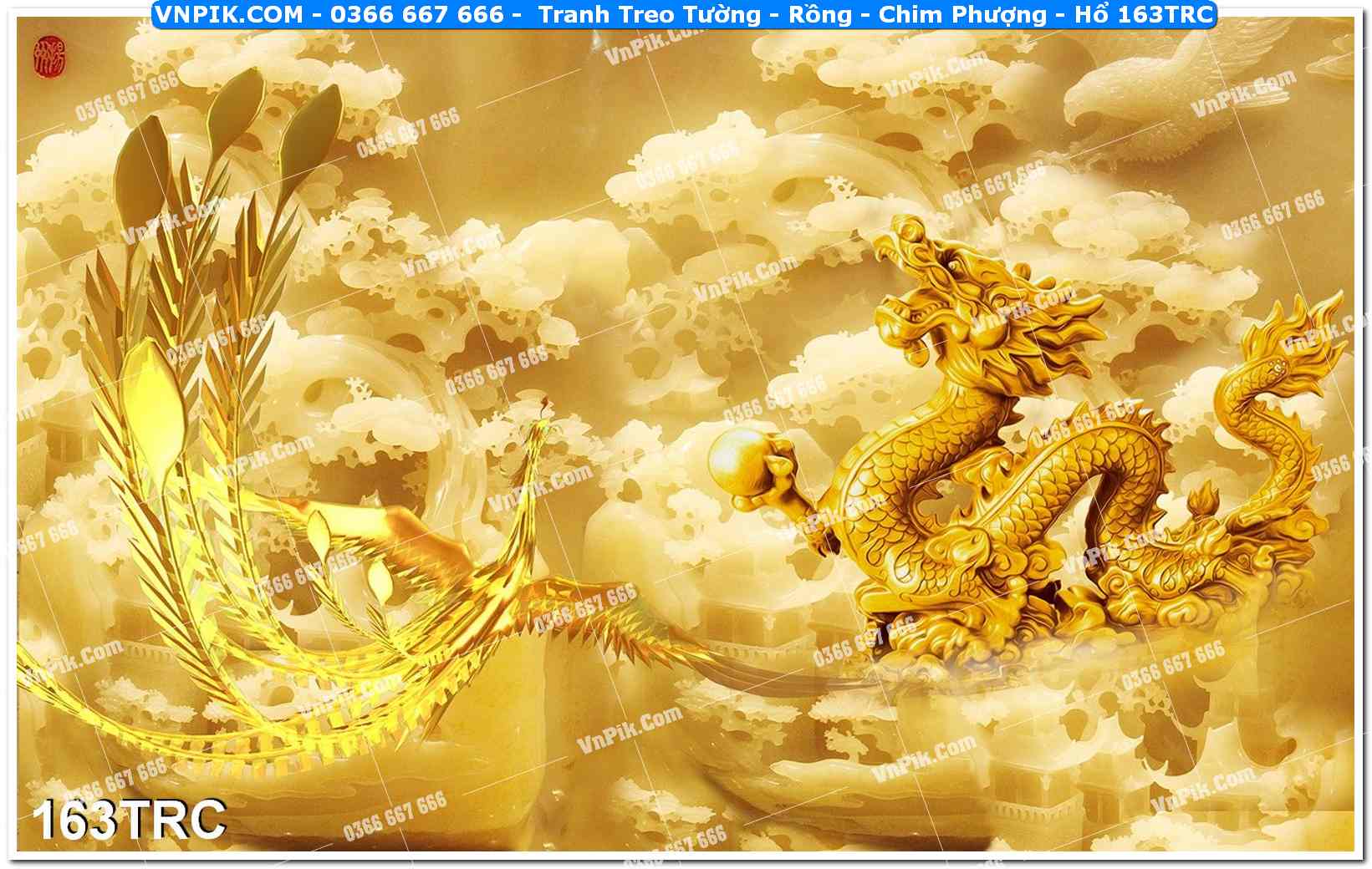 Tranh Treo Tường – Rồng – Chim Phượng – Hổ 163TRC
