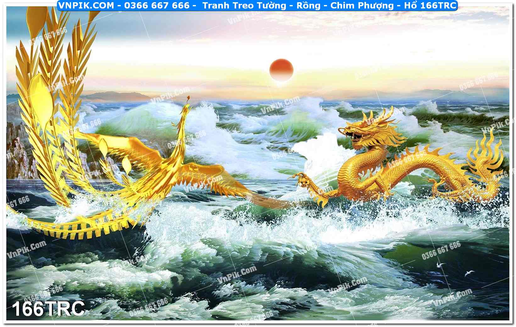 Tranh Treo Tường – Rồng – Chim Phượng – Hổ 166TRC