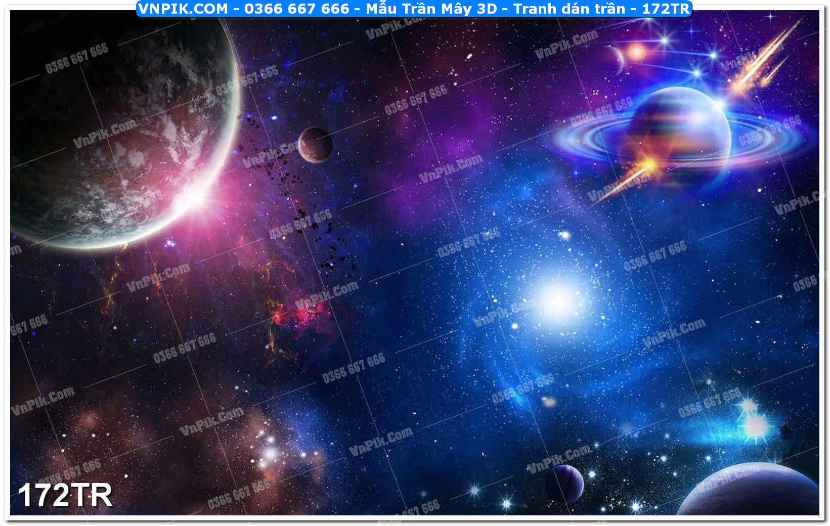 Mẫu Trần Mây 3D – Tranh dán trần 172TR