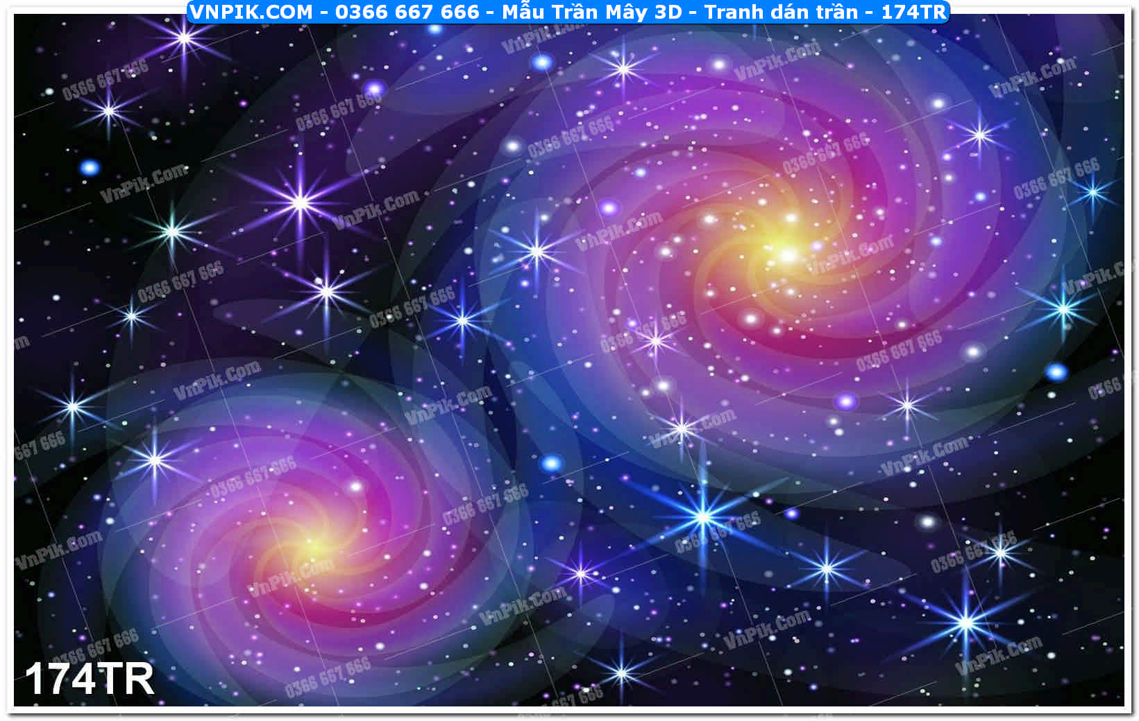Mẫu Trần Mây 3D – Tranh dán trần 174TR