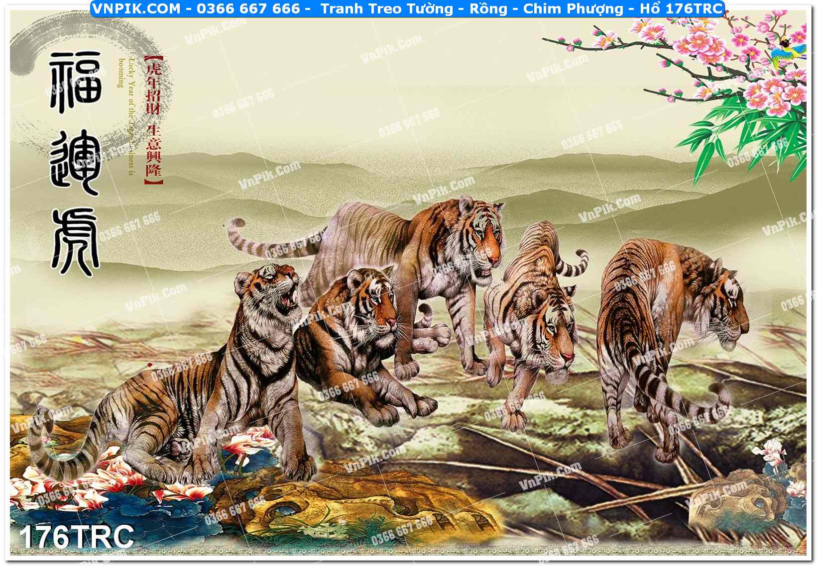 Tranh Treo Tường – Rồng – Chim Phượng – Hổ 176TRC