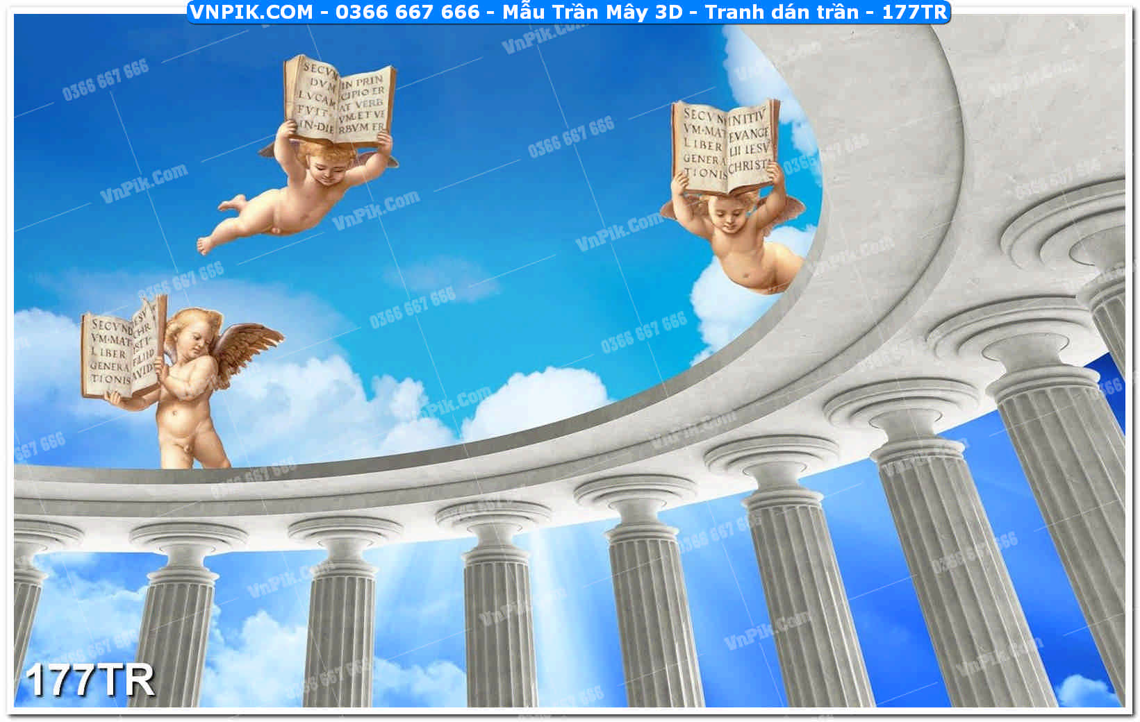 Mẫu Trần Mây 3D – Tranh dán trần 177TR