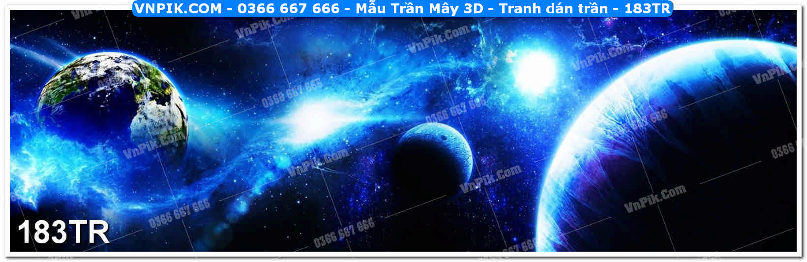 Mẫu Trần Mây 3D – Tranh dán trần 183TR