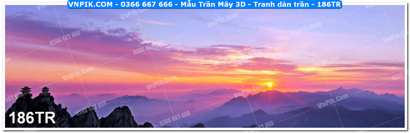 Mẫu Trần Mây 3D – Tranh dán trần 186TR