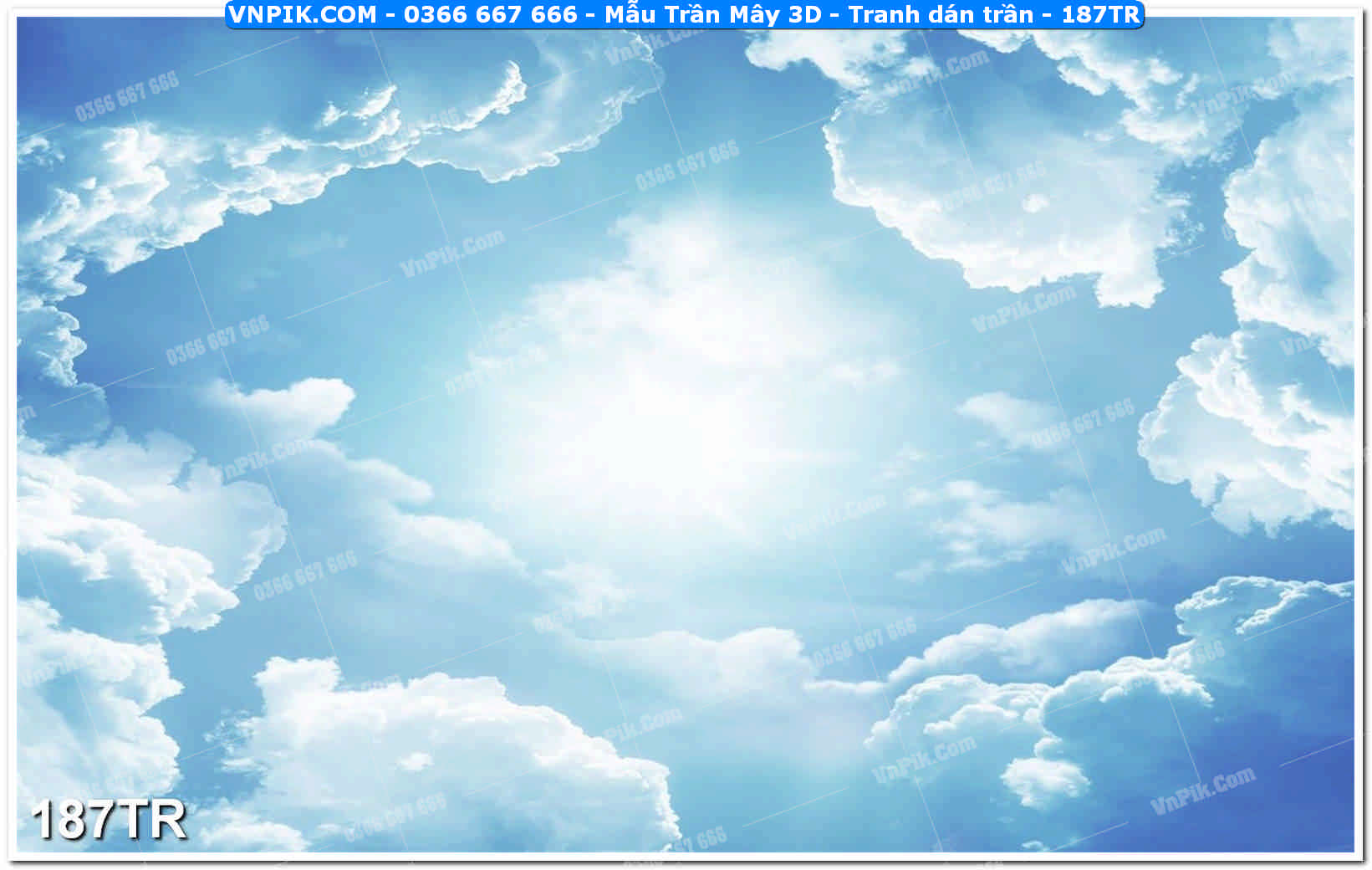 Mẫu Trần Mây 3D – Tranh dán trần 187TR